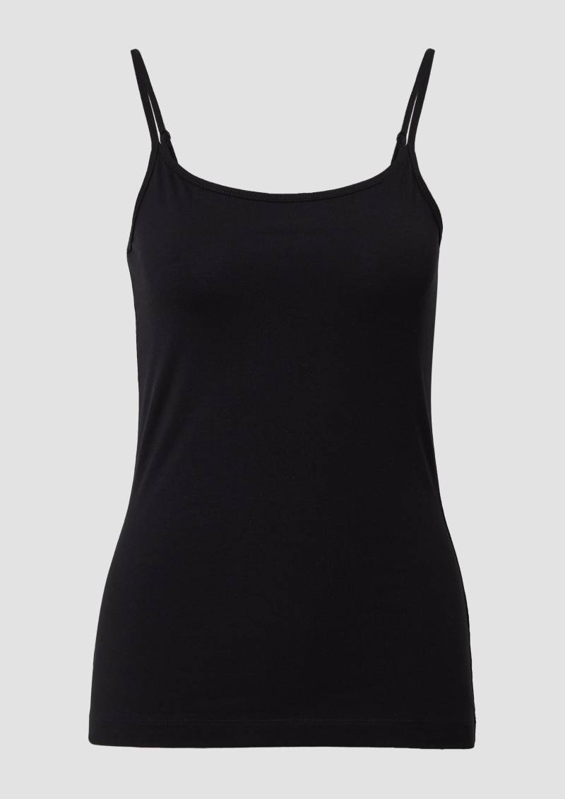 s.Oliver - Top mit verstellbaren Spaghettiträgern im Slim Fit, Damen, schwarz von s.Oliver