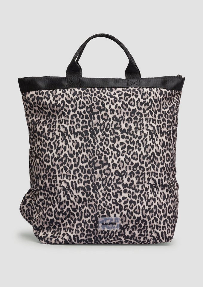 s.Oliver Rucksack Tasche, Rucksack aus Nylon mit Animal-Muster und Label-Patch von s.Oliver