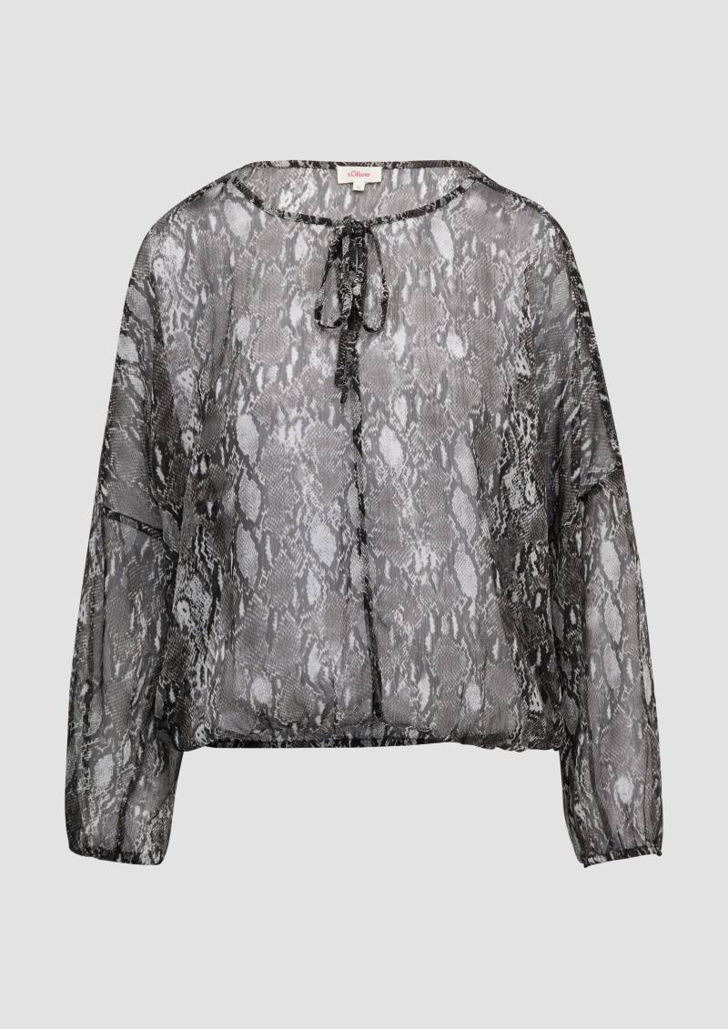 s.Oliver - Transparente Bluse mit All-over-Print, Damen, grau von s.Oliver
