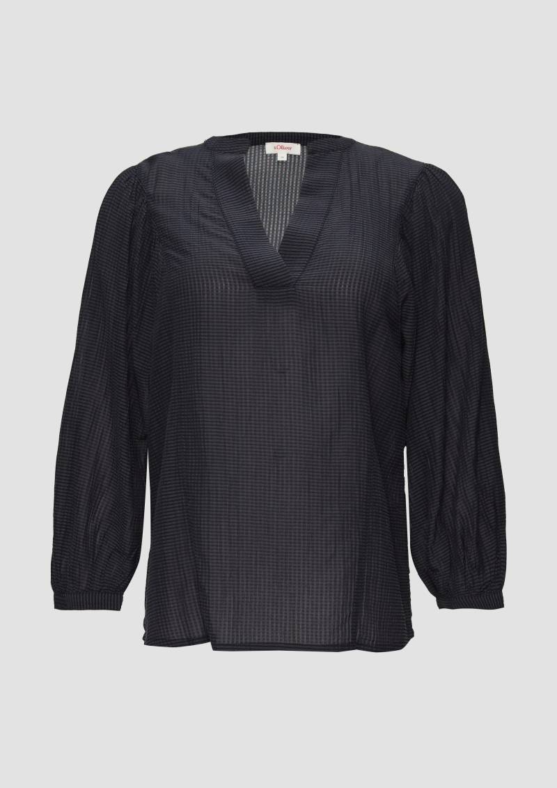 s.Oliver - Transparente Bluse mit Strukturmuster, Damen, blau von s.Oliver