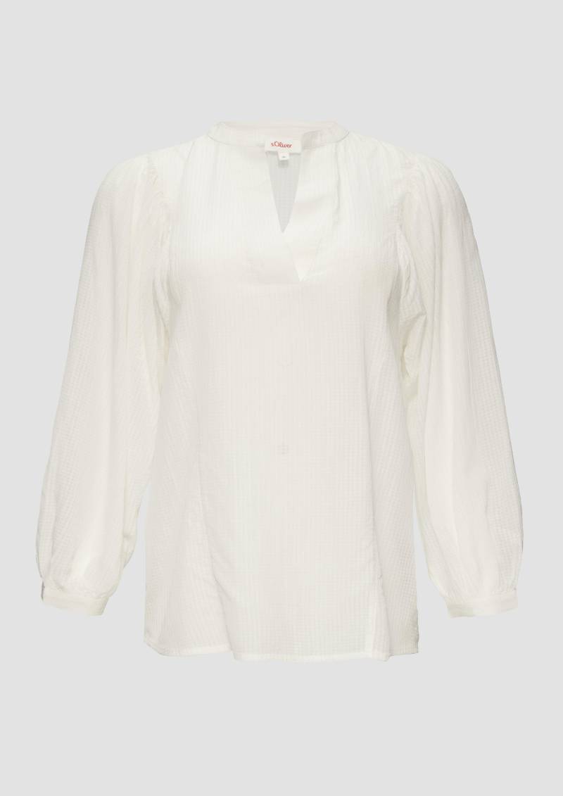 s.Oliver - Transparente Bluse mit Strukturmuster, Damen, creme von s.Oliver