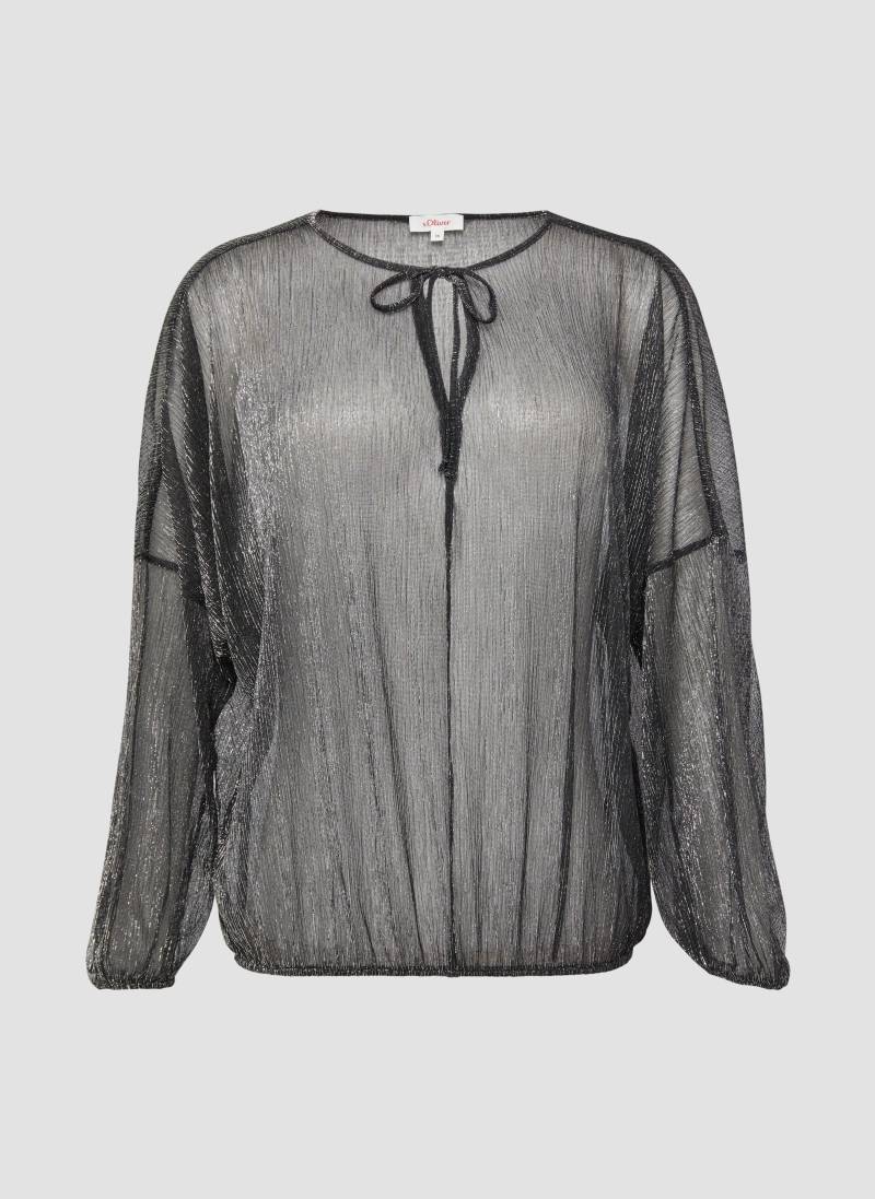 s.Oliver - Transparente Meshbluse mit Glitzergarn und überschnittenen Schultern, Damen, schwarz von s.Oliver