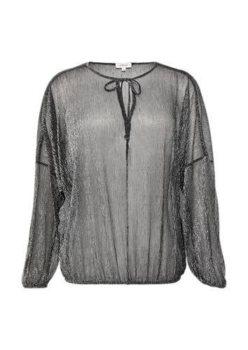 Transparente Meshbluse mit Glitzergarn und überschnittenen Schultern schwarz 40 von s.Oliver