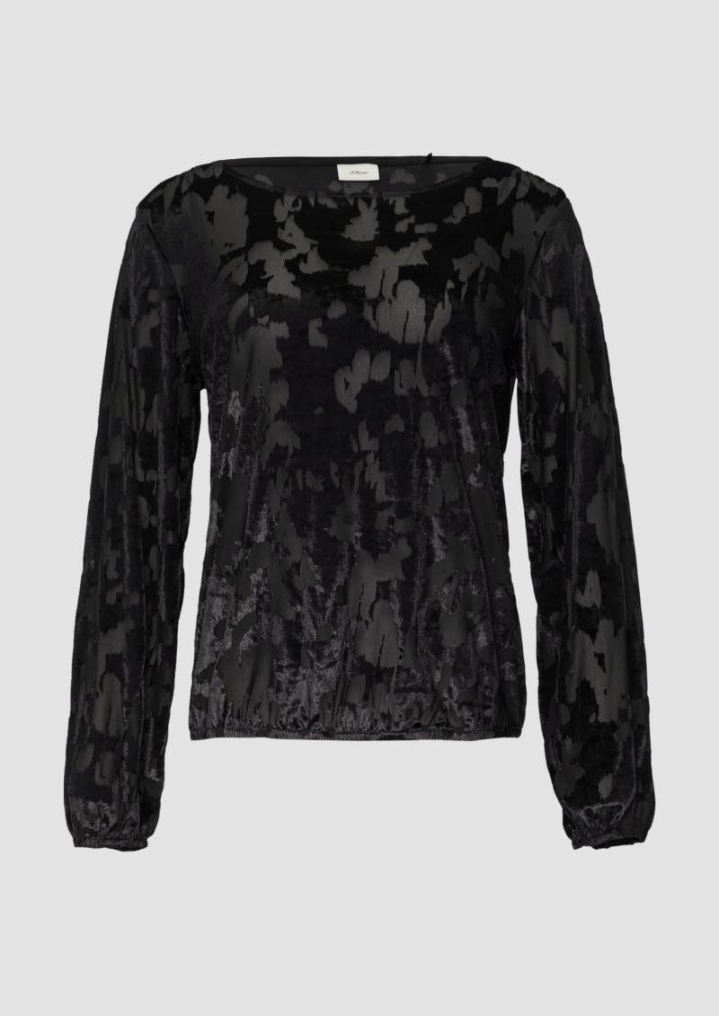 s.Oliver - Transparentes Samt-Longsleeve mit All-over-Muster, Damen, schwarz von s.Oliver