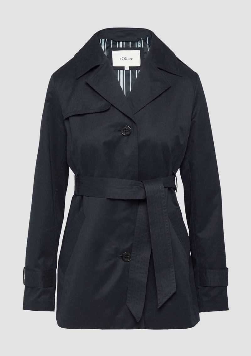 s.Oliver - Kurzer Trench mit Gürtel, Damen, blau von s.Oliver