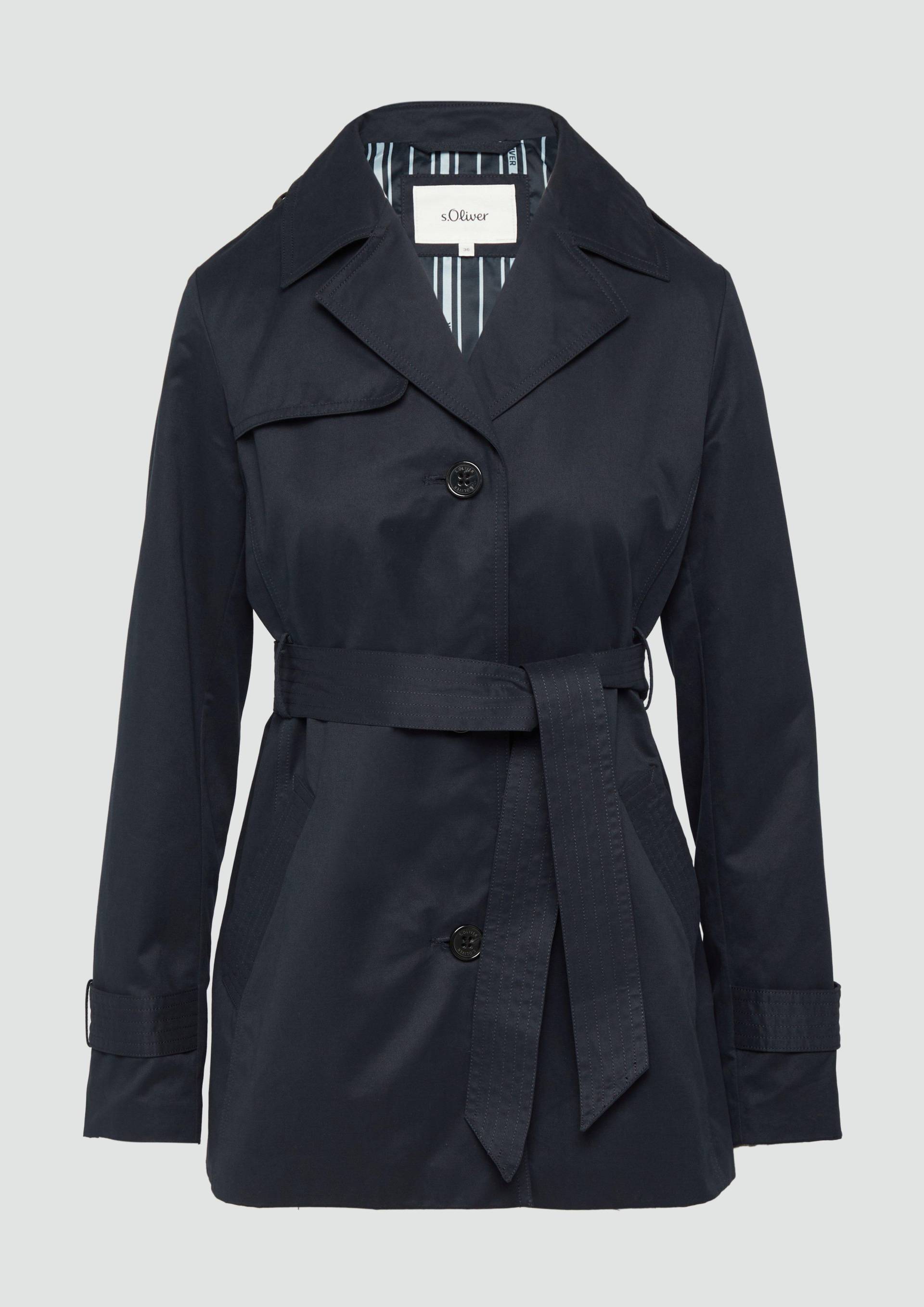 s.Oliver - Kurzer Trench mit Gürtel, Damen, blau von s.Oliver