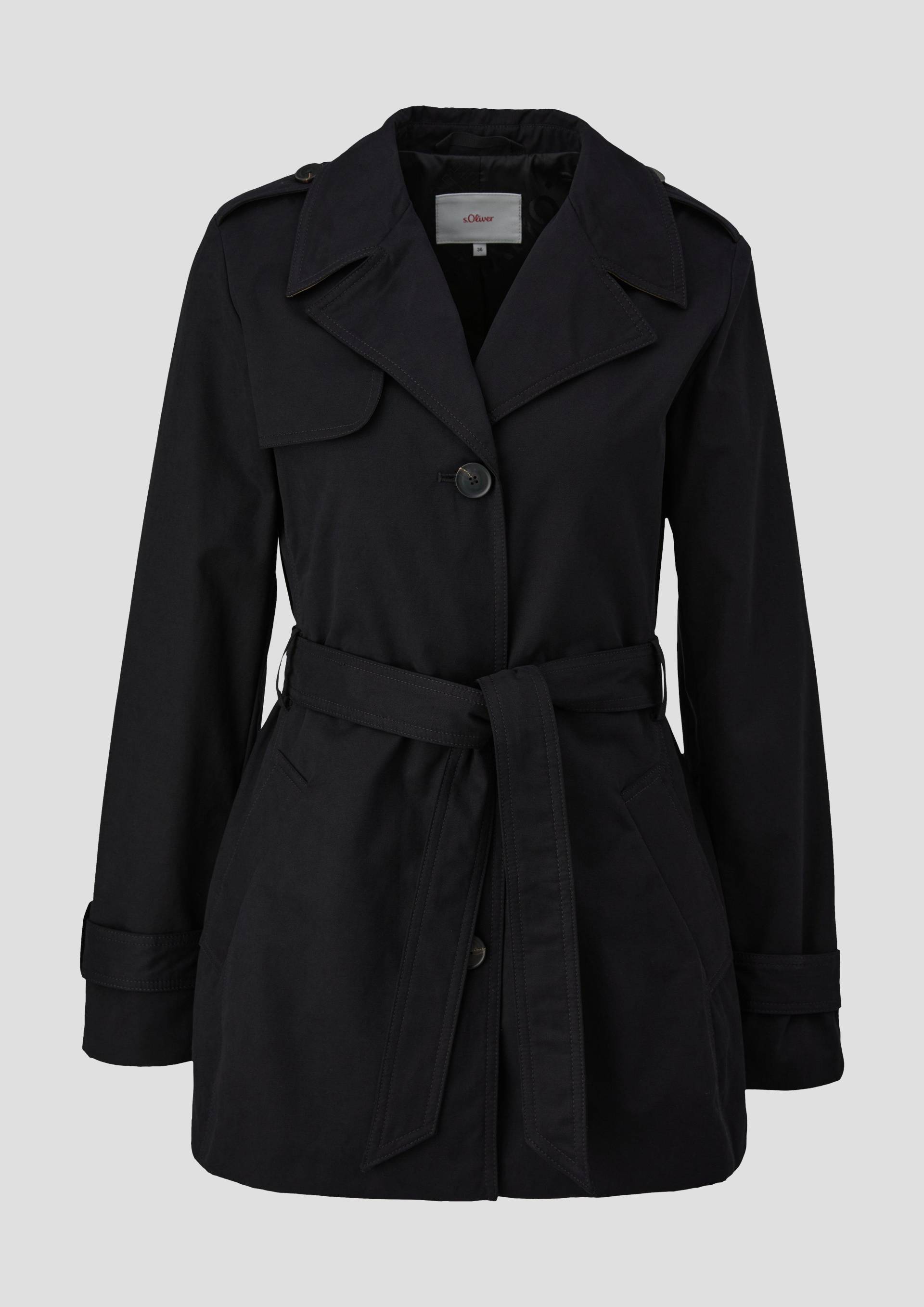 s.Oliver - Trenchcoat mit Twillfutter, Damen, schwarz von s.Oliver