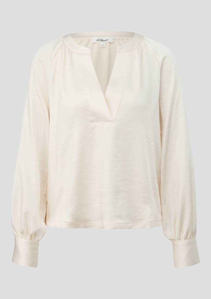 s.Oliver - Bluse aus Satin mit tiefem V-Ausschnitt, Damen, creme von s.Oliver