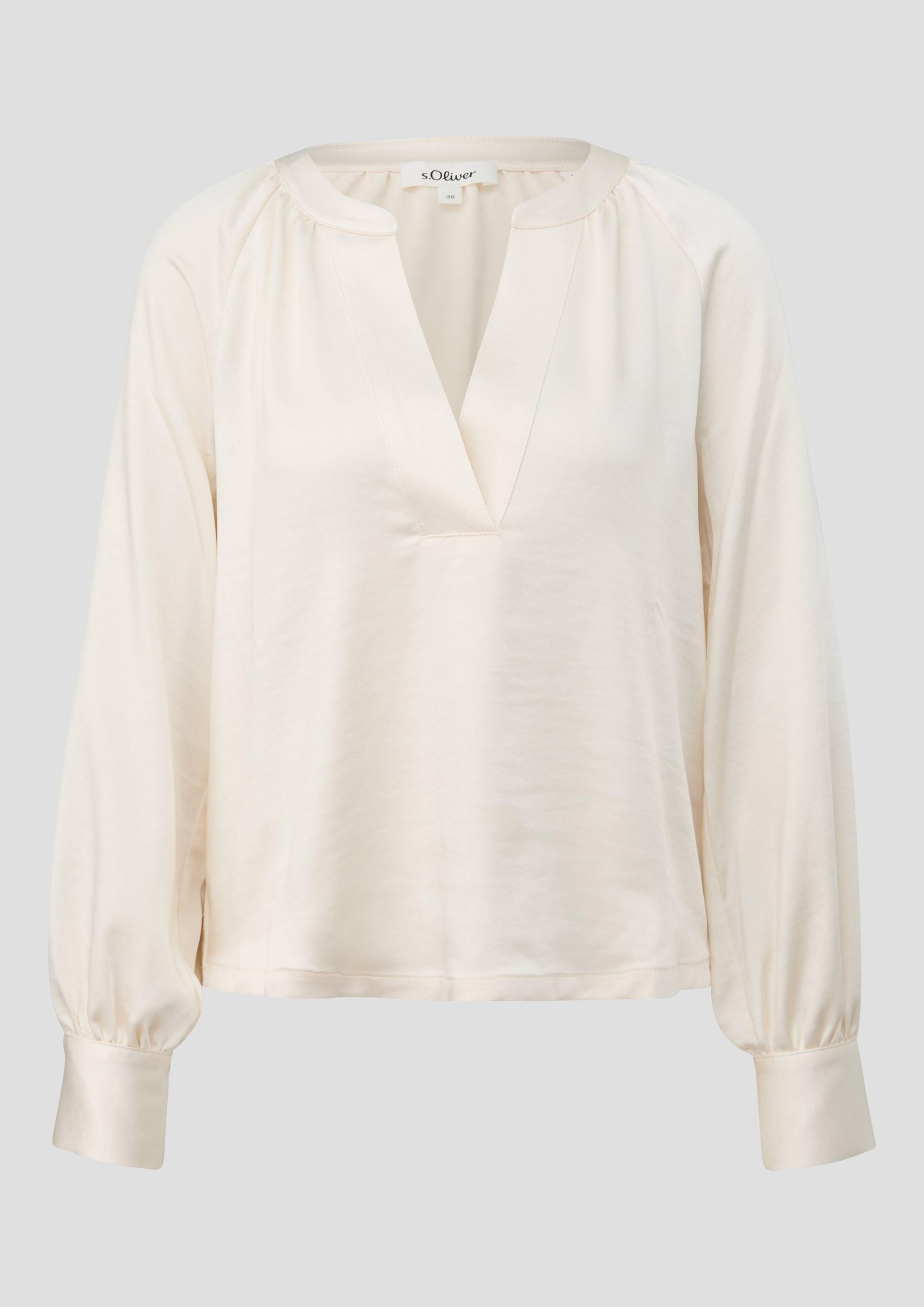 s.Oliver - Bluse aus Satin mit tiefem V-Ausschnitt, Damen, creme von s.Oliver