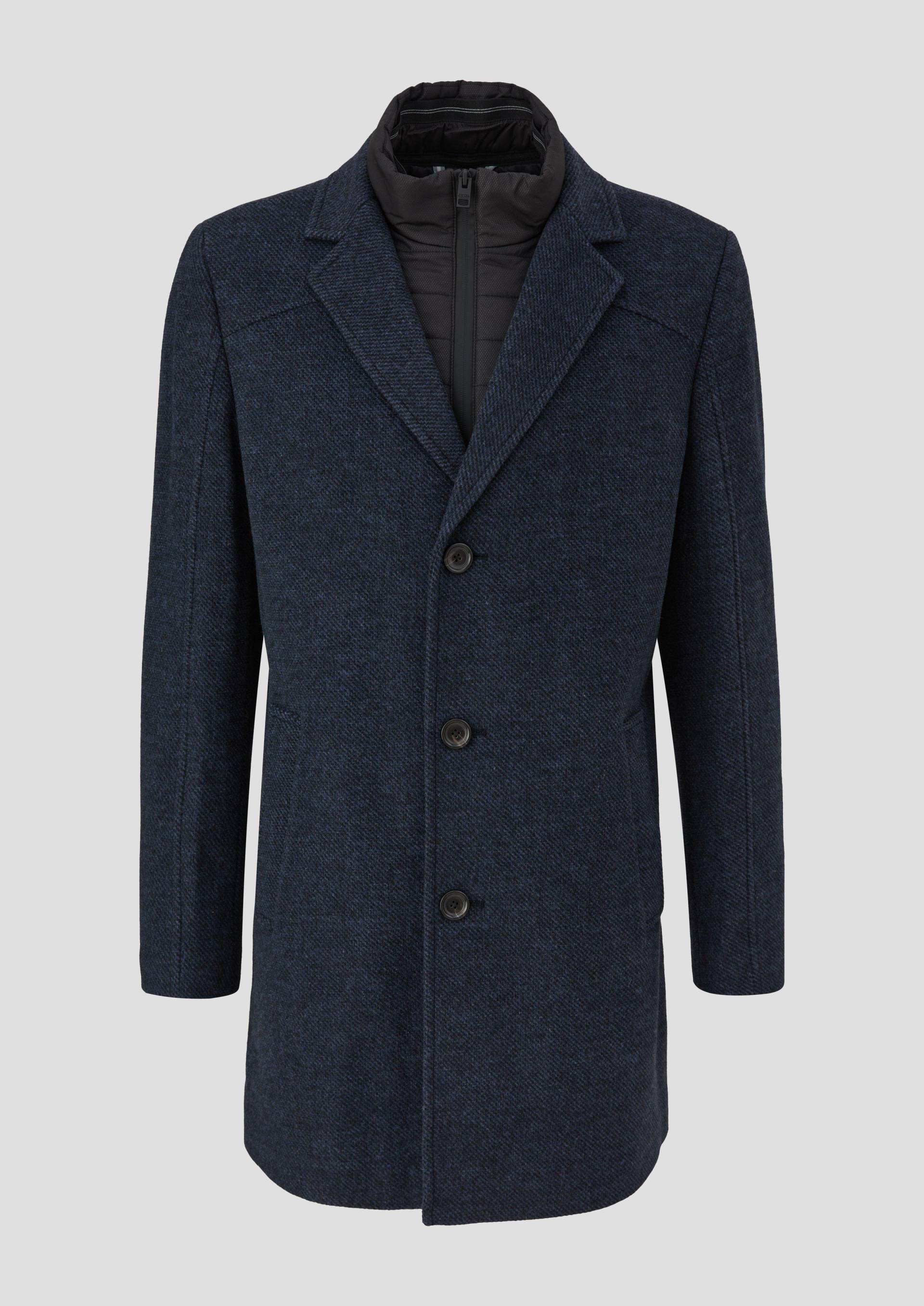 s.Oliver - Tweed-Mantel mit herausnehmbarem Insert, Herren, blau von s.Oliver