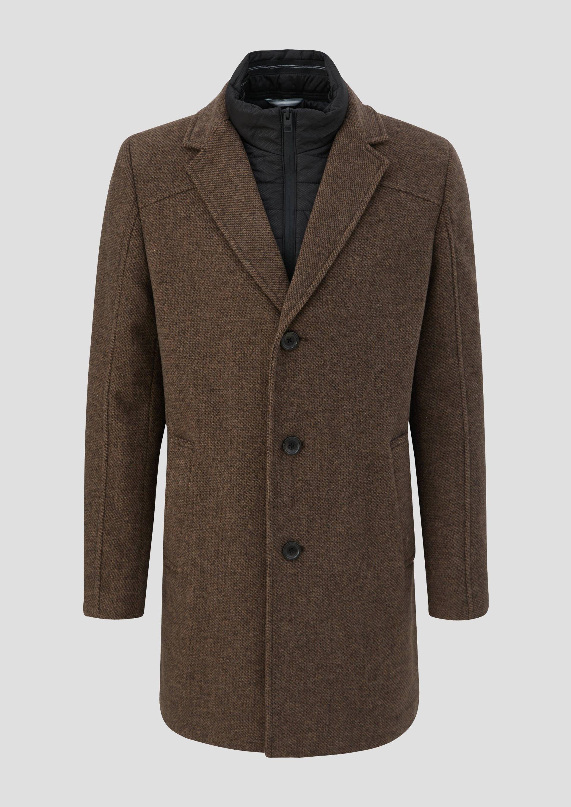 s.Oliver - Tweed-Mantel mit herausnehmbarem Insert, Herren, braun von s.Oliver