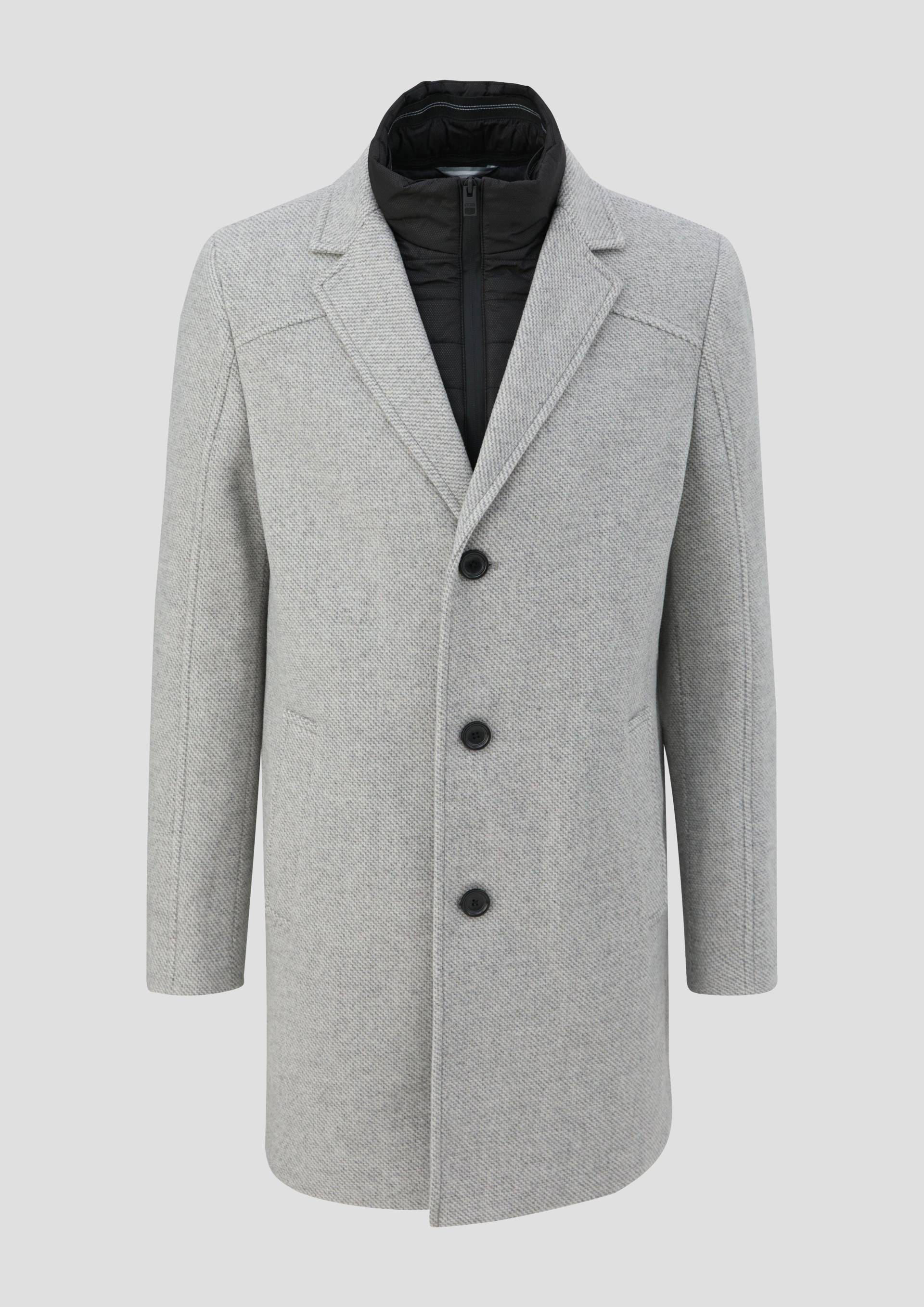 s.Oliver - Tweed-Mantel mit herausnehmbarem Insert, Herren, grau von s.Oliver