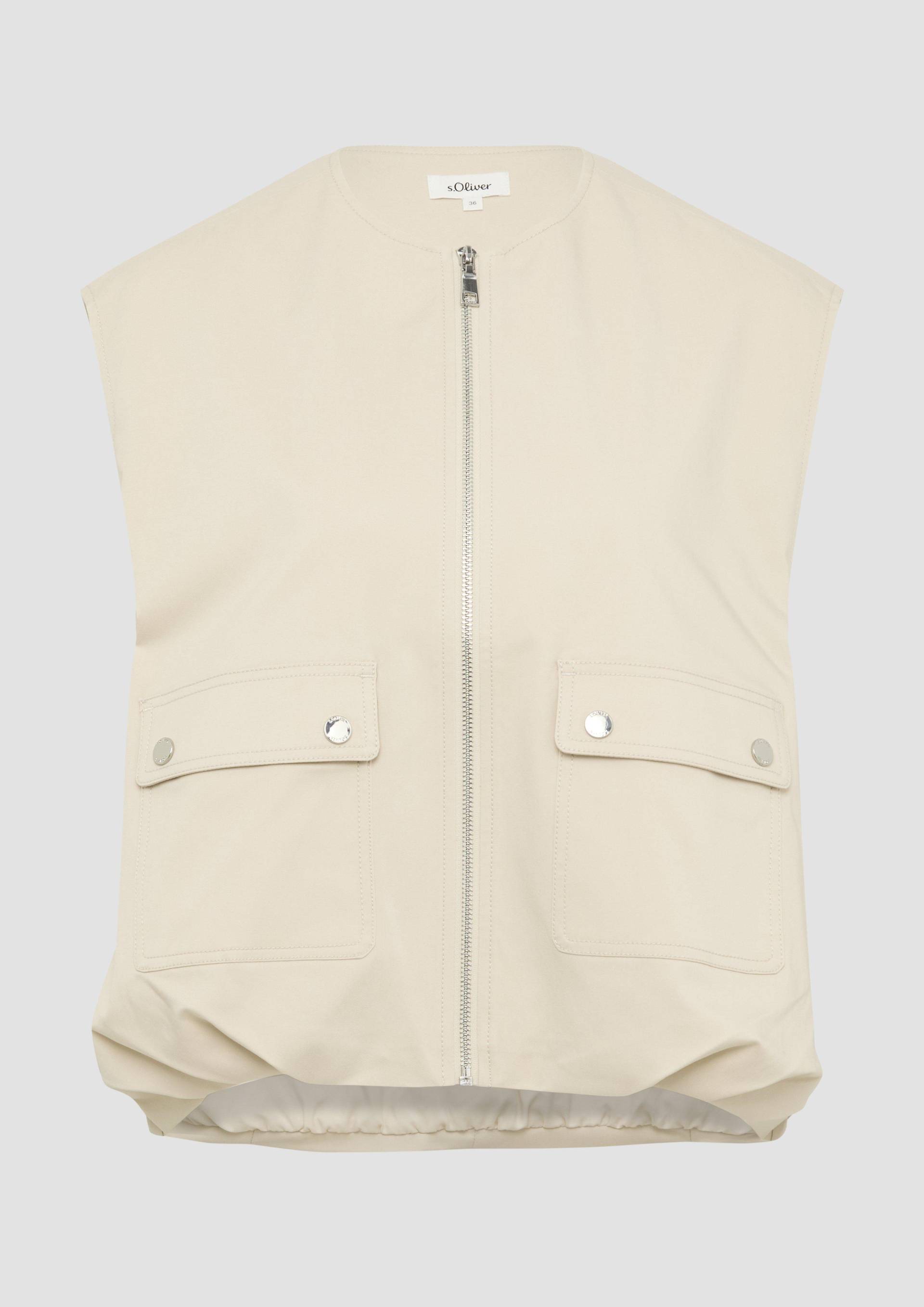 s.Oliver - Twill-Weste im Relaxed Fit mit Raffungs-Details, Damen, Beige von s.Oliver