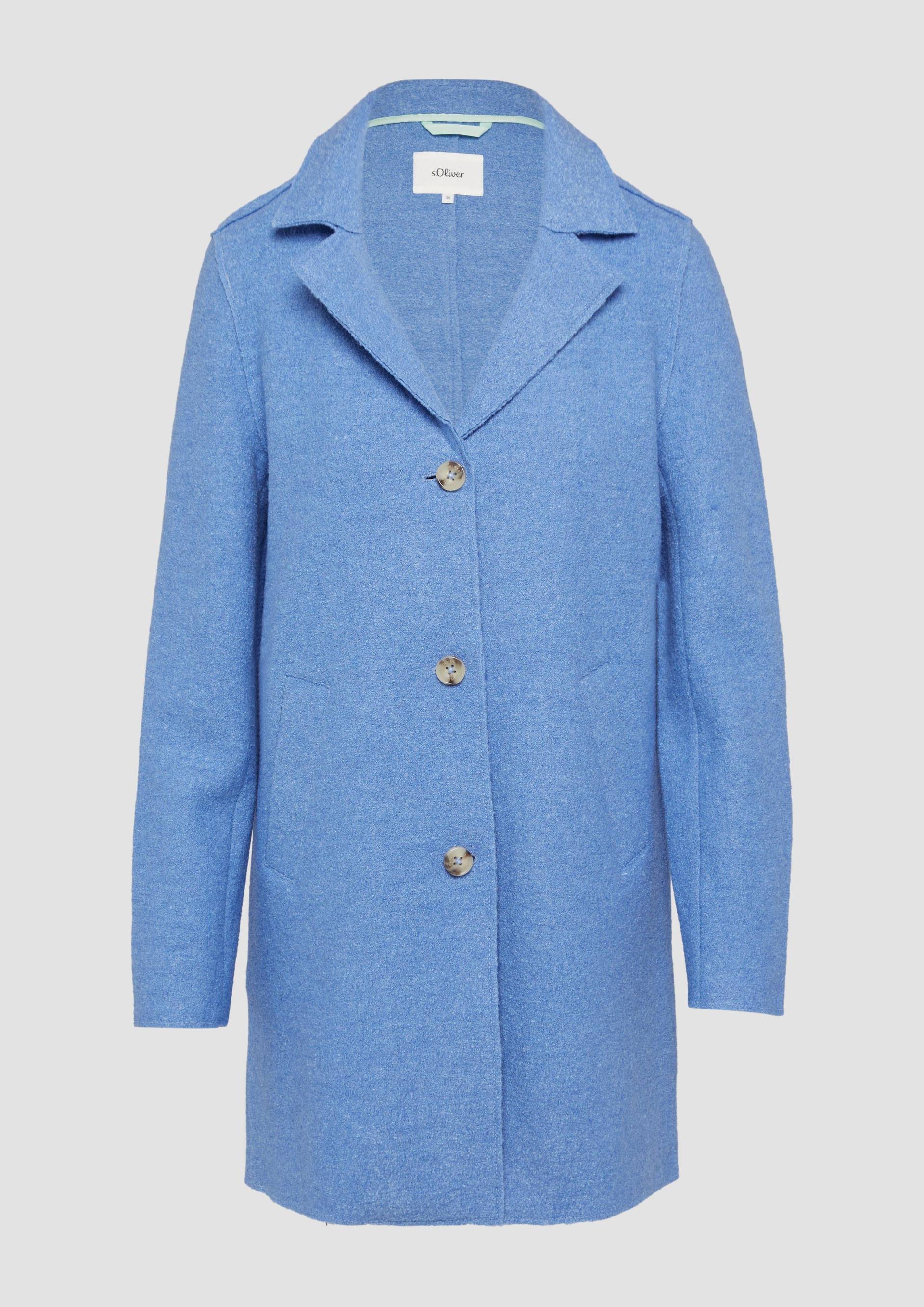 s.Oliver - Ungefütterter Kurzmantel aus Wollmix mit offenen Kanten, Damen, blau von s.Oliver