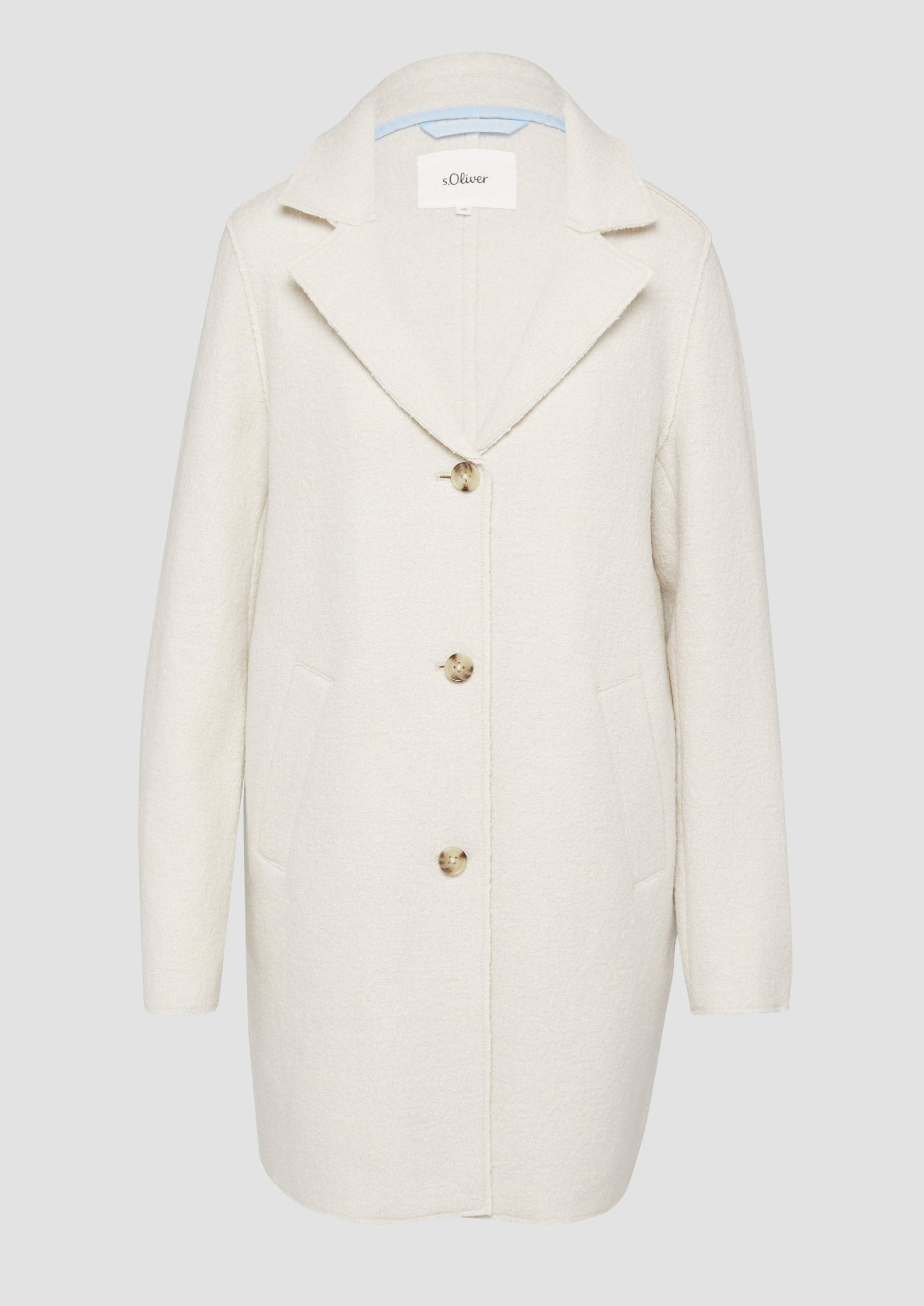 s.Oliver - Ungefütterter Kurzmantel aus Wollmix mit offenen Kanten, Damen, creme von s.Oliver