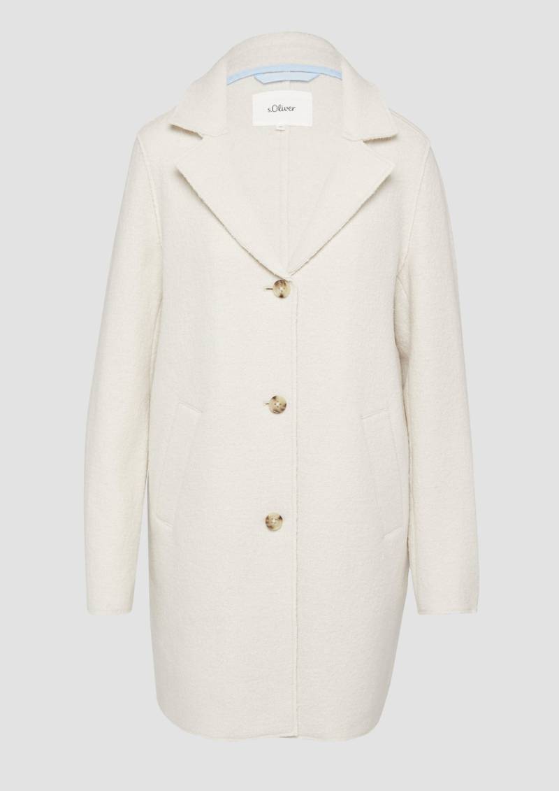 s.Oliver - Ungefütterter Kurzmantel aus Wollmix mit offenen Kanten, Damen, creme von s.Oliver