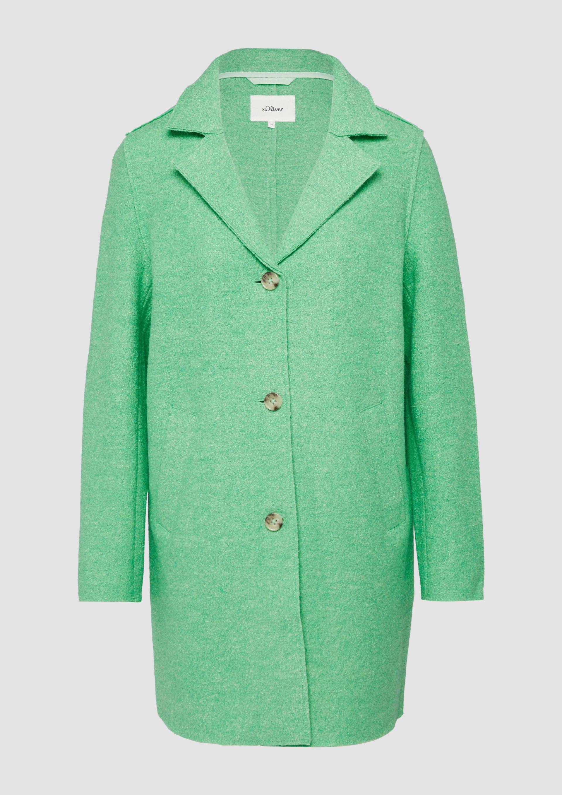 s.Oliver - Ungefütterter Kurzmantel aus Wollmix mit offenen Kanten, Damen, grün von s.Oliver