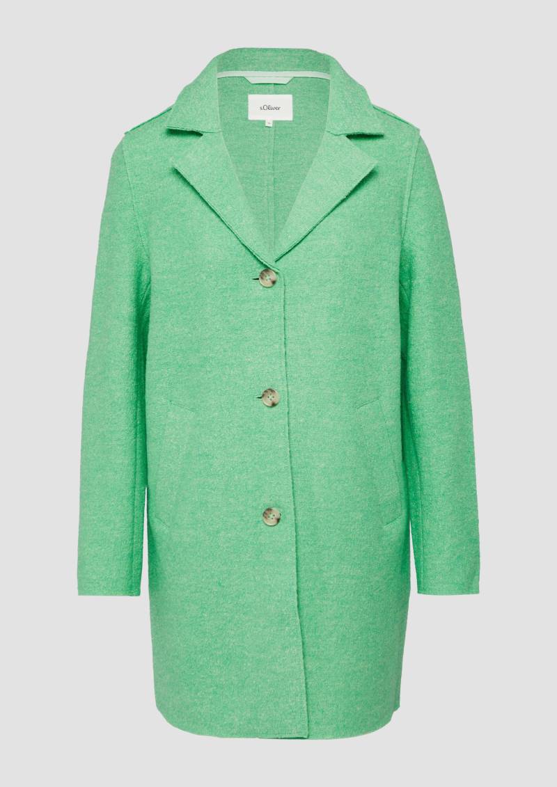 s.Oliver - Ungefütterter Kurzmantel aus Wollmix mit offenen Kanten, Damen, grün von s.Oliver