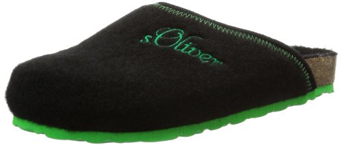 s.Oliver Unisex-Kinder Casual Pantoffeln, Schwarz (BLK/NEON Green 019), 39 von s.Oliver