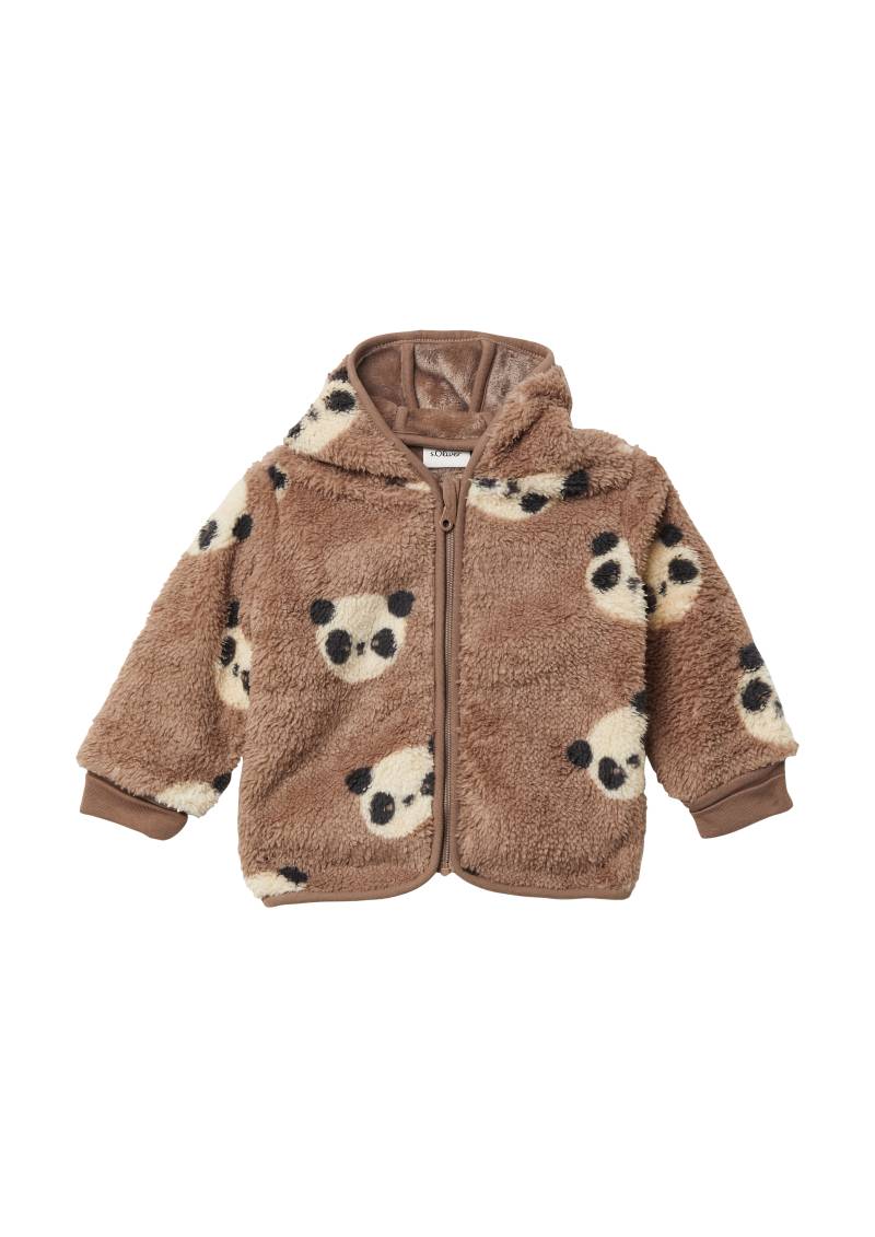 s.Oliver - Unisex Plüsch-Kapuzenjacke, Babys, braun von s.Oliver