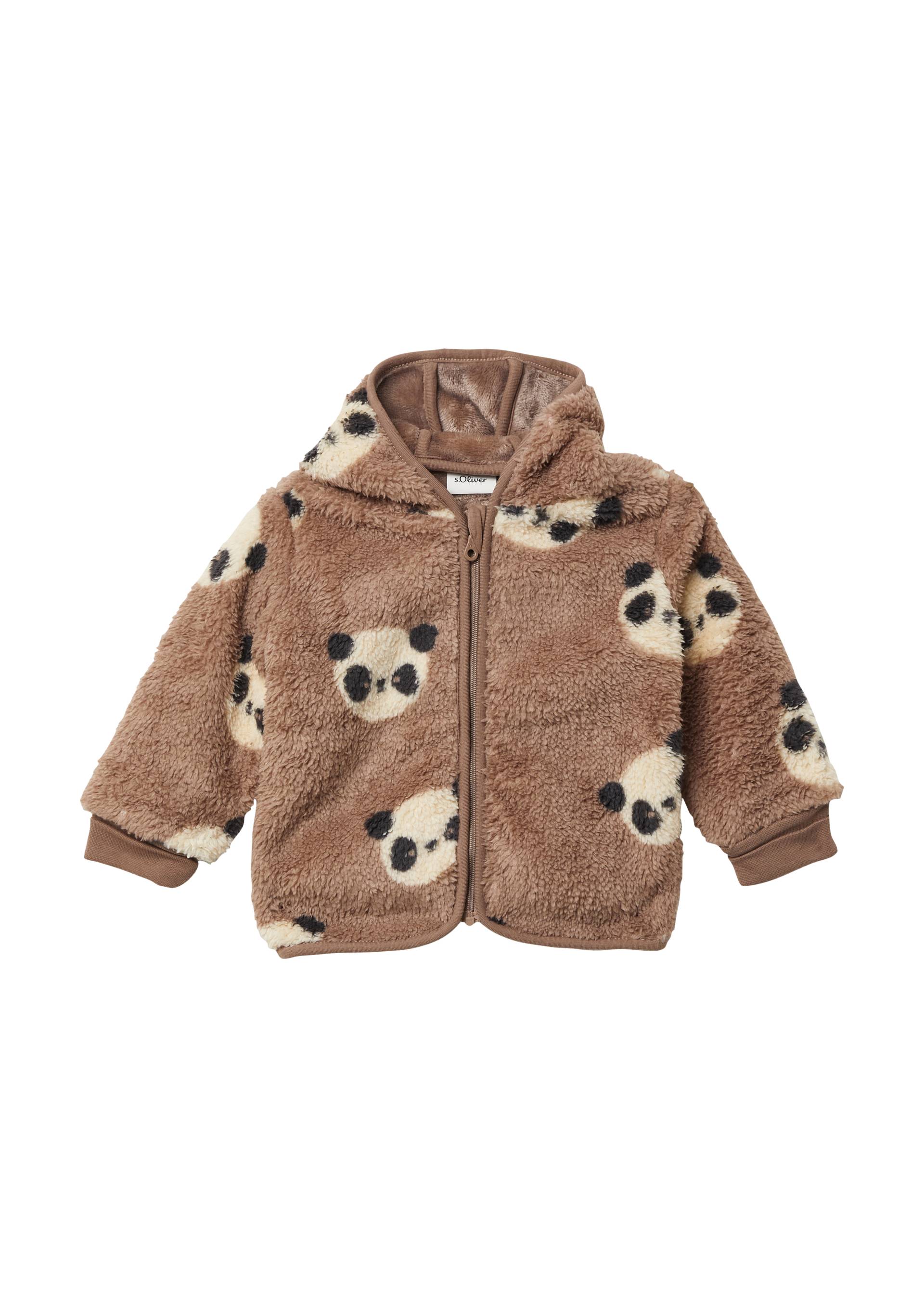 s.Oliver - Unisex Plüsch-Kapuzenjacke, Babys, braun von s.Oliver