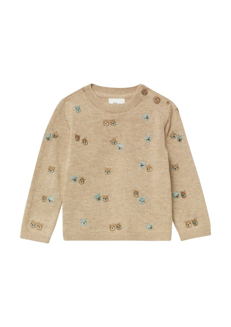s.Oliver - Unisex Strickpulli mit Bärchenstickerei, Babys, braun von s.Oliver