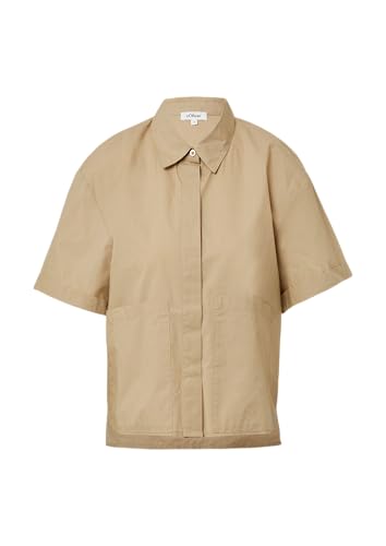 s.Oliver Verkürzte Hemdbluse im Relaxed Fit mit aufgesetzten Taschen Hellbraun 42 von s.Oliver