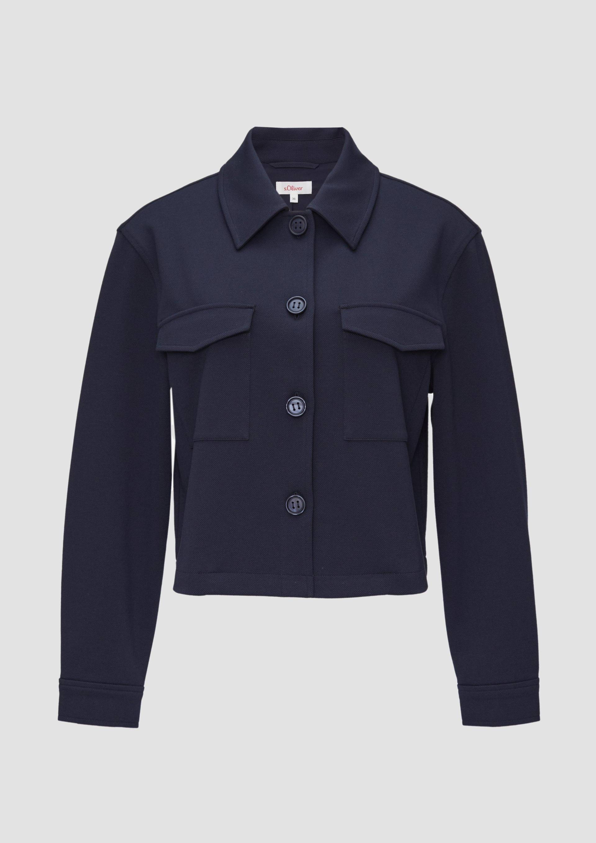 s.Oliver - Verkürzte Jacke mit Faltendetail am Rücken, Damen, blau von s.Oliver