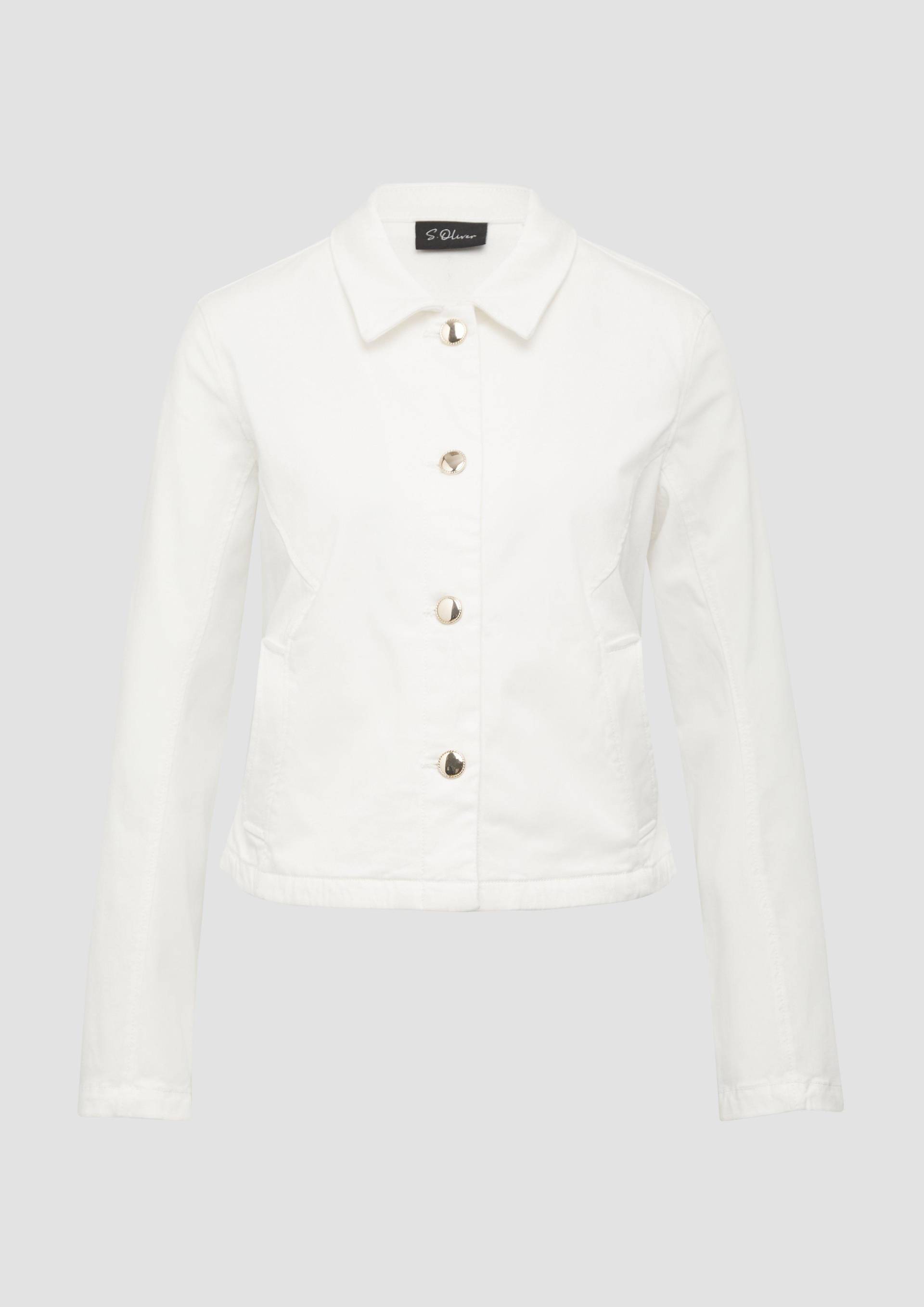 s.Oliver - Verkürzte Jeansjacke mit Hemdkragen, Damen, creme von s.Oliver