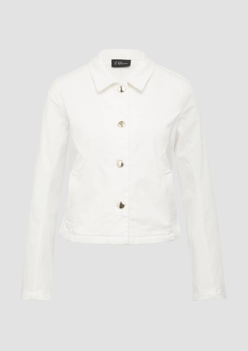 s.Oliver - Verkürzte Jeansjacke mit Hemdkragen, Damen, creme von s.Oliver