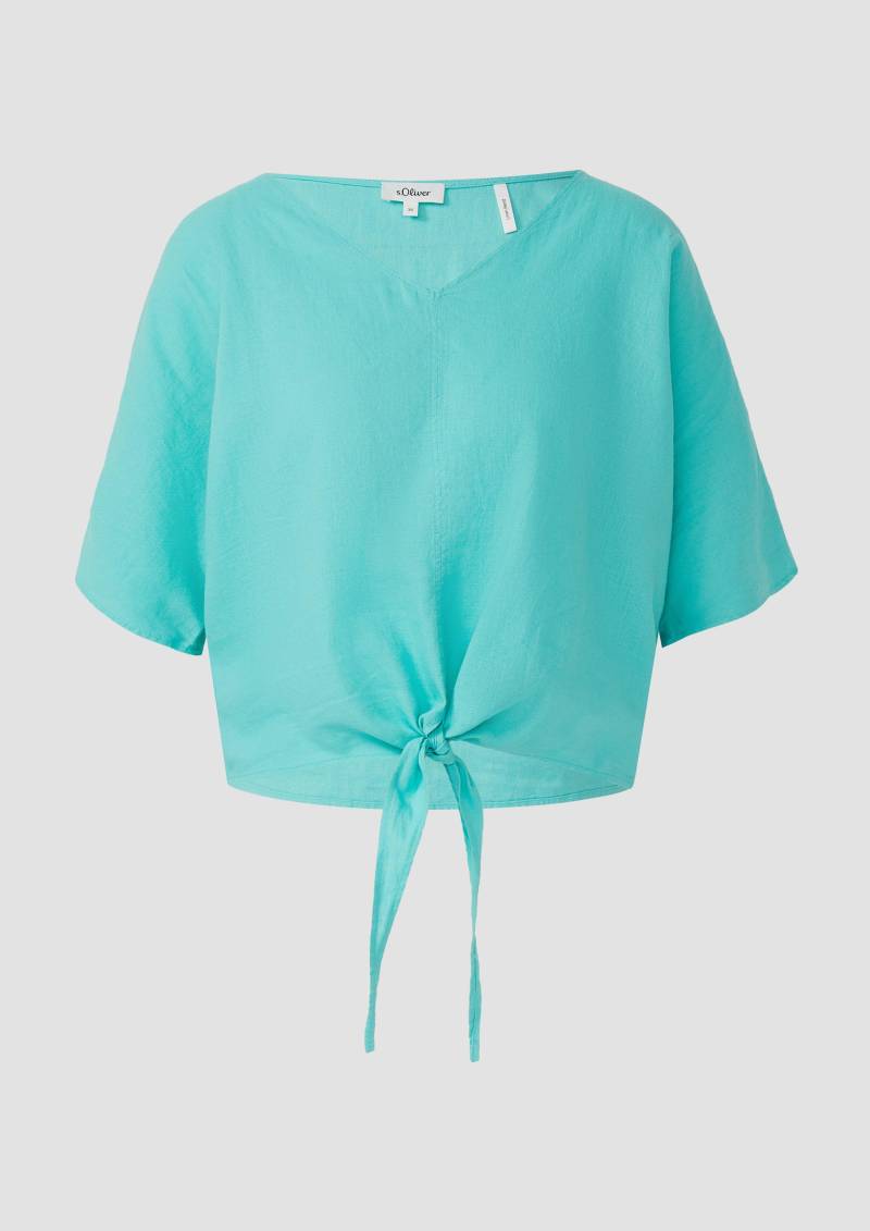 s.Oliver - Verkürzte Leinenmix-Bluse im Relaxed Fit, Damen, türkis von s.Oliver