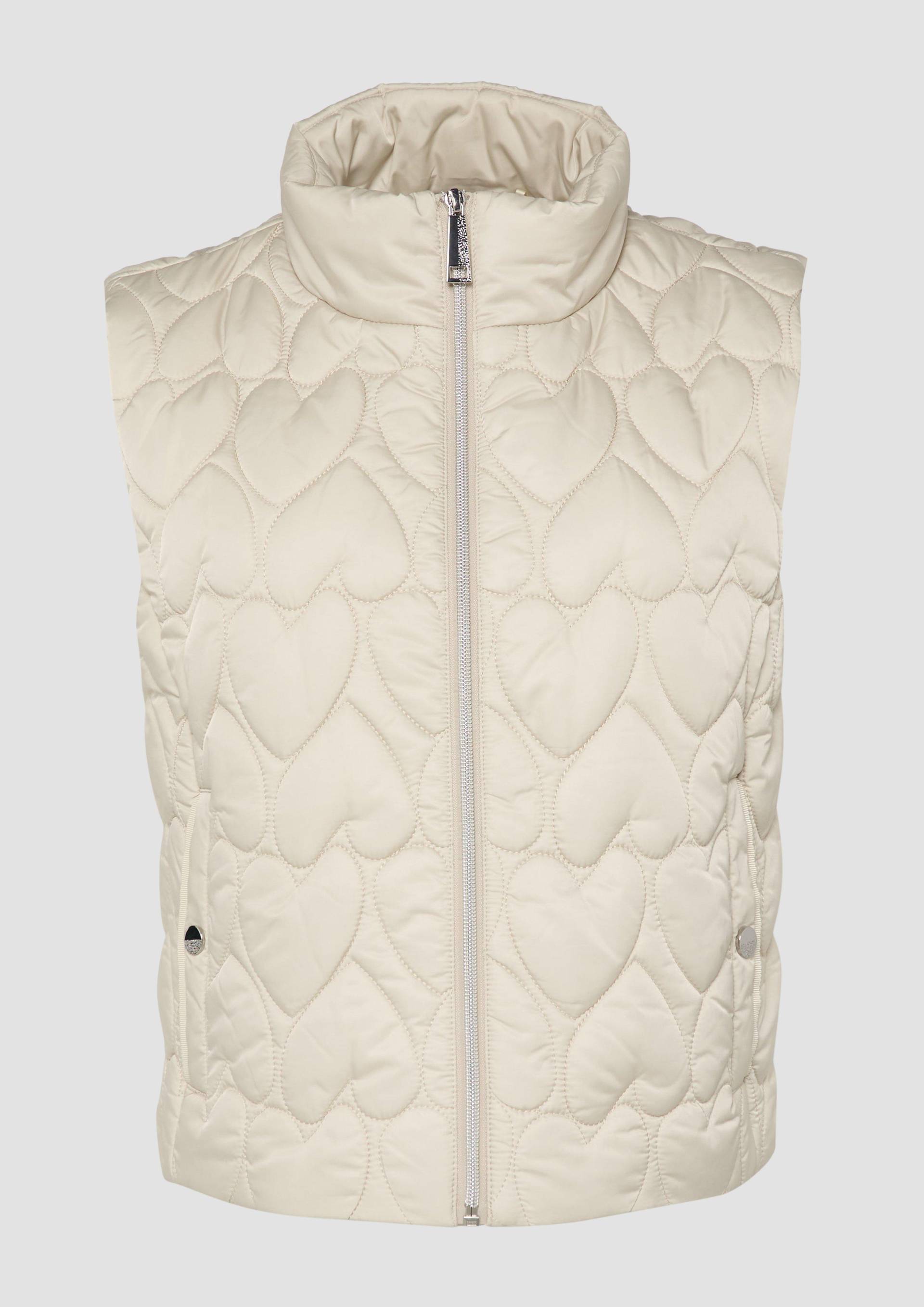 s.Oliver - Verkürzte Steppweste mit Herzmuster, Damen, Beige von s.Oliver