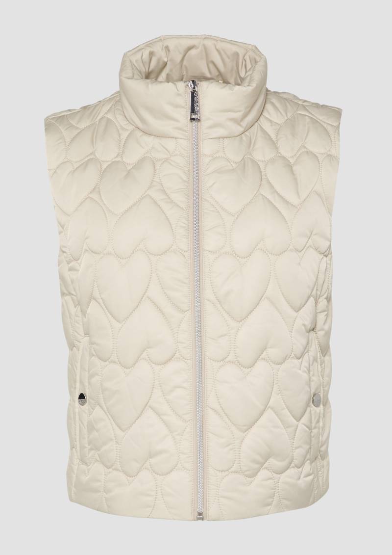 s.Oliver - Verkürzte Steppweste mit Herzmuster, Damen, Beige von s.Oliver