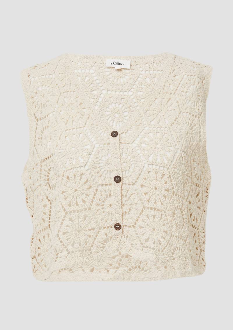 s.Oliver - Verkürzte Weste aus Häkelspitze, Damen, Beige von s.Oliver