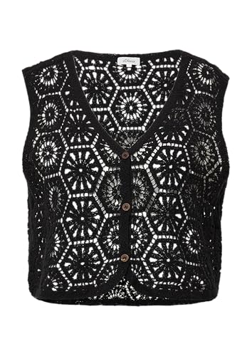 s.Oliver Verkürzte Weste aus Häkelspitze schwarz XS von s.Oliver