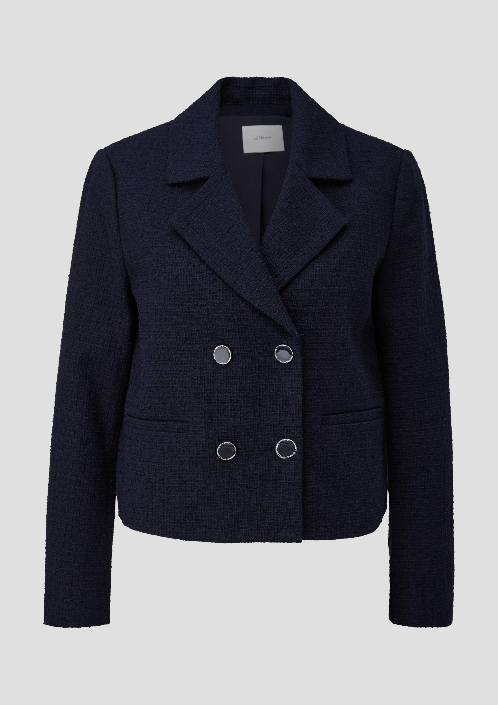 s.Oliver - Verkürzter doppelreihiger Blazer, Damen, blau von s.Oliver