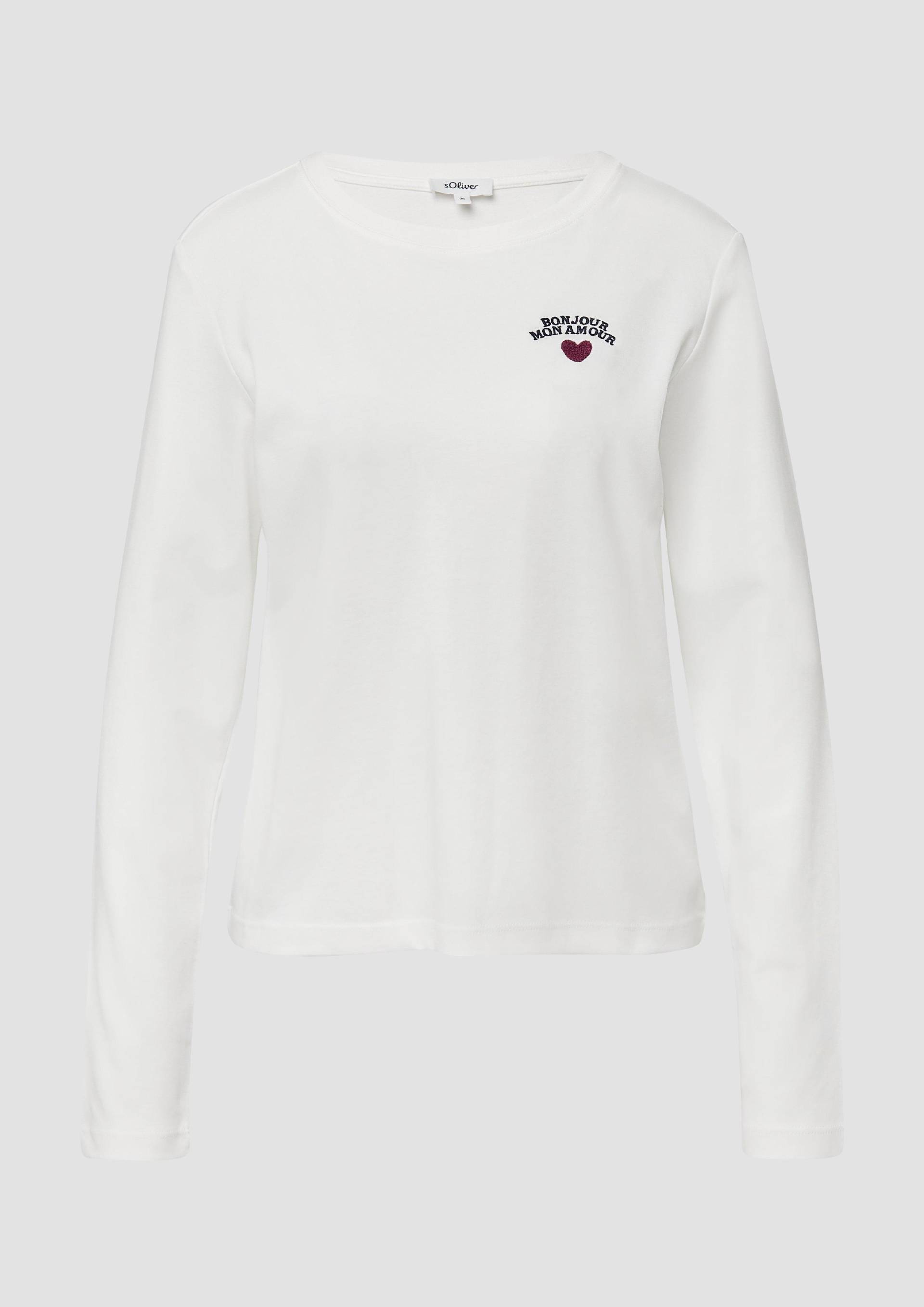 s.Oliver - Verkürztes Longsleeve mit Stickerei-Detail, Damen, creme s.Oliver - Verkürztes Longsleeve mit Stickerei-Detail, Damen, creme von s.Oliver