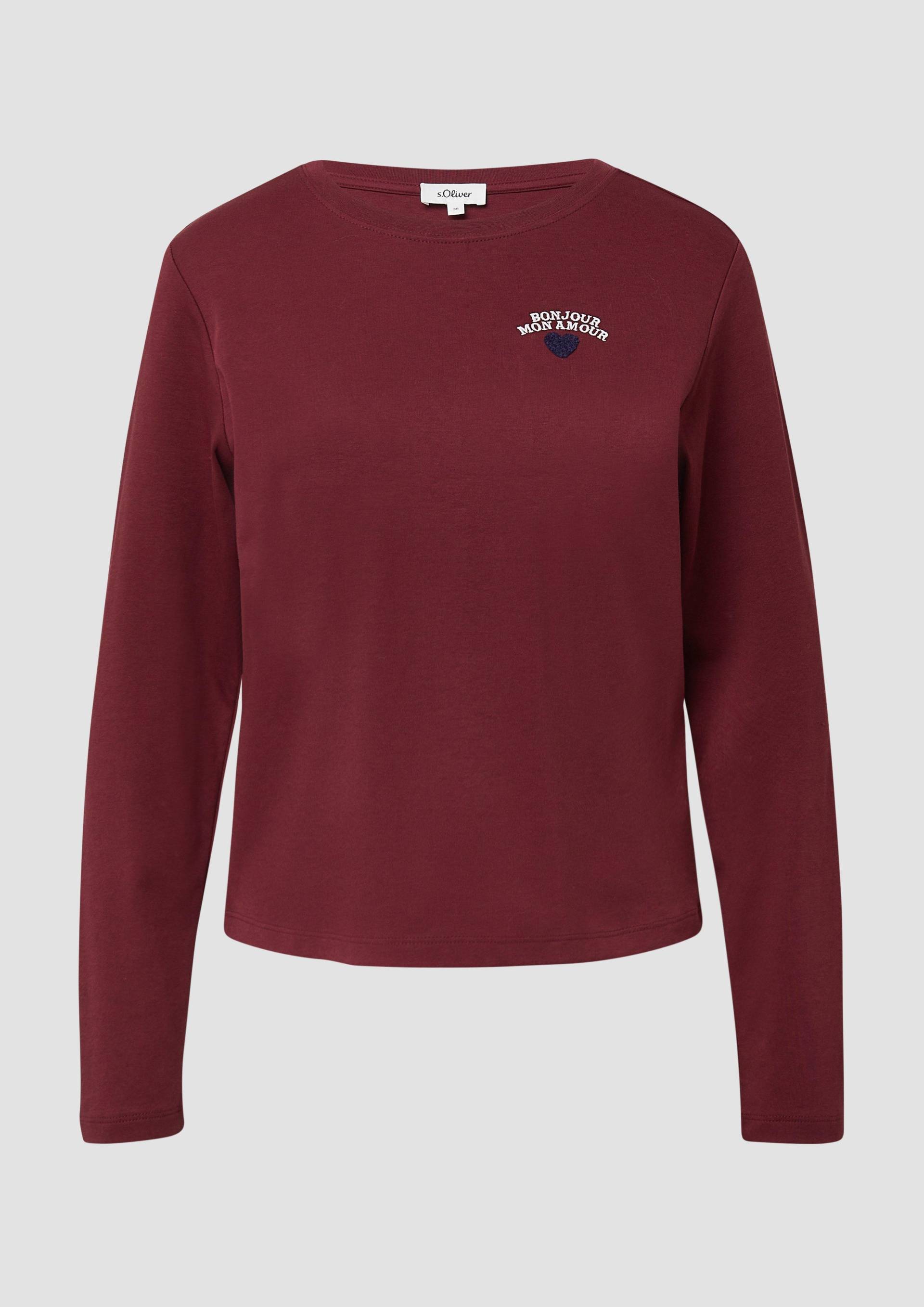 s.Oliver - Verkürztes Longsleeve mit Stickerei-Detail, Damen, rot s.Oliver - Verkürztes Longsleeve mit Stickerei-Detail, Damen, rot von s.Oliver
