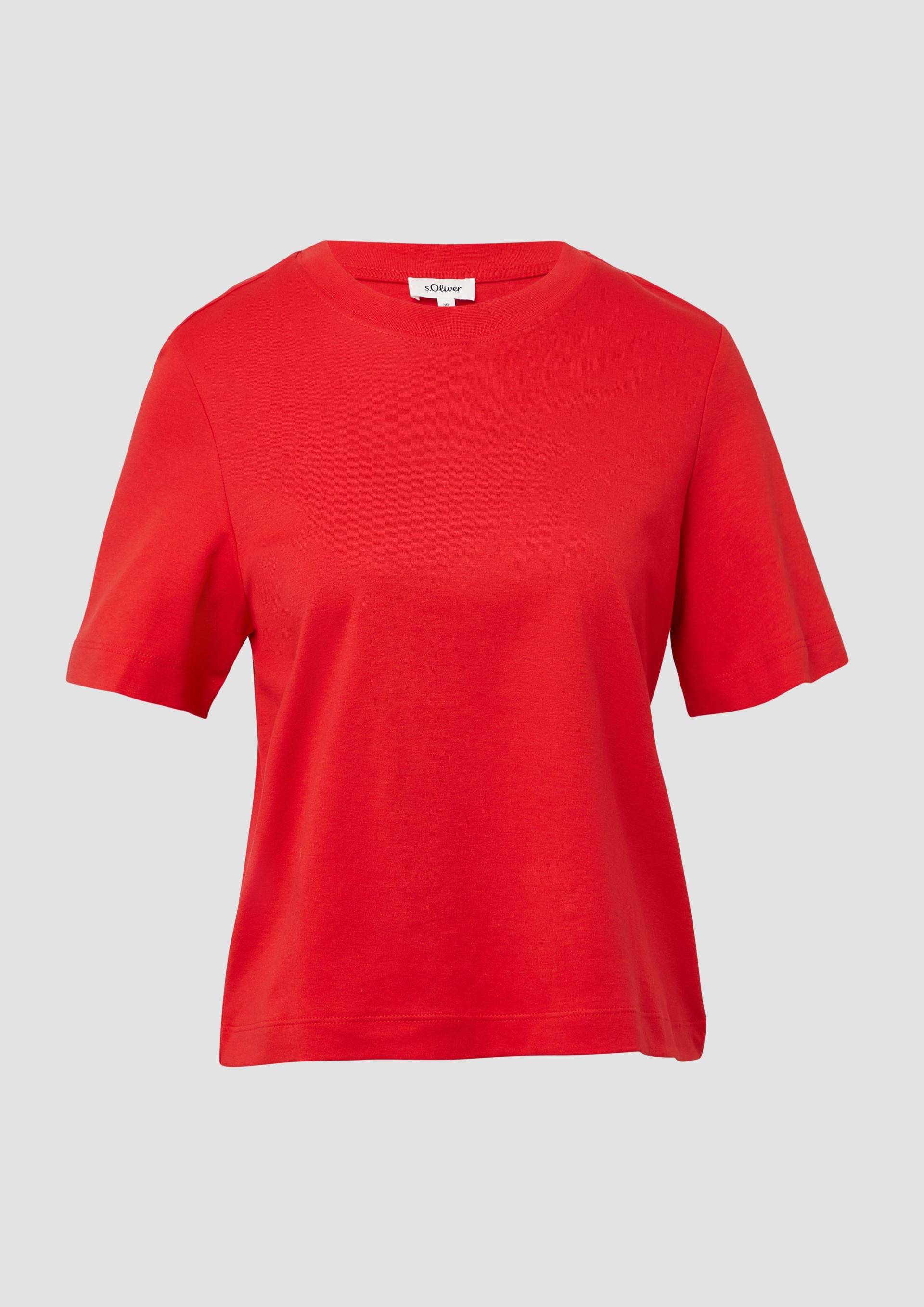 s.Oliver - Verkürztes T-Shirt aus Interlockjersey, Damen, rot von s.Oliver