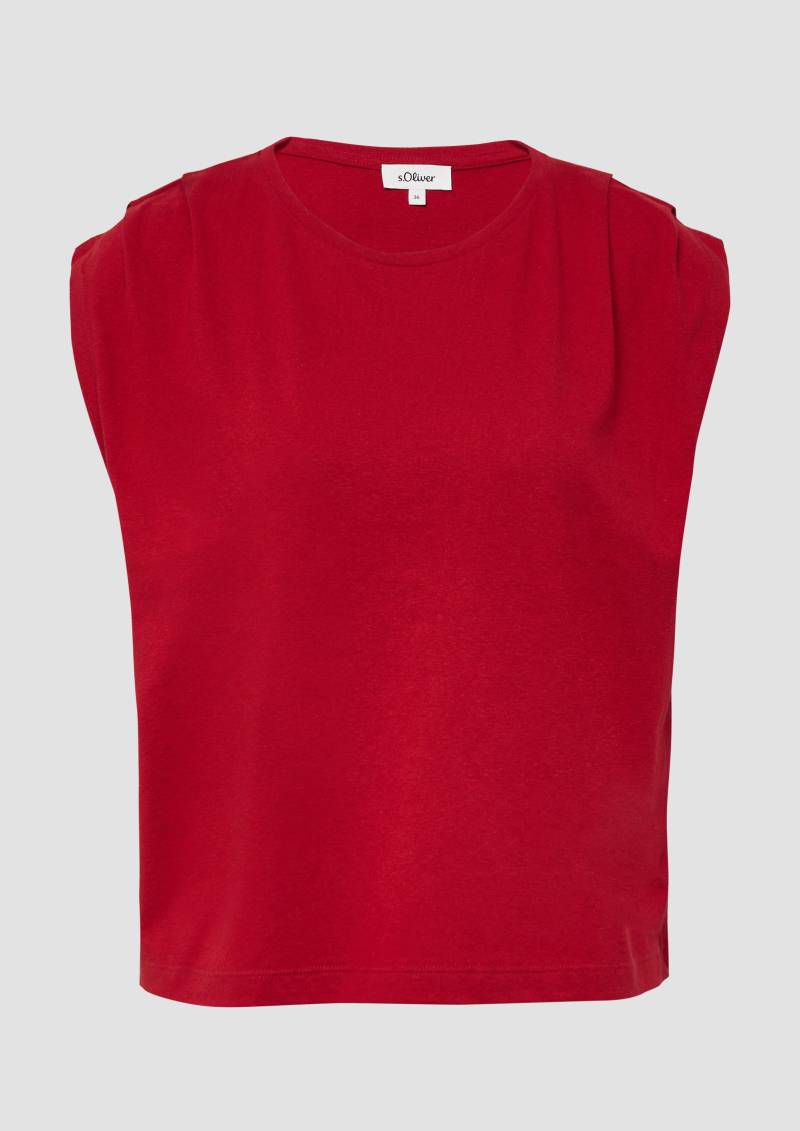 s.Oliver - Verkürztes T-Shirt mit Faltendetails, Damen, rot von s.Oliver
