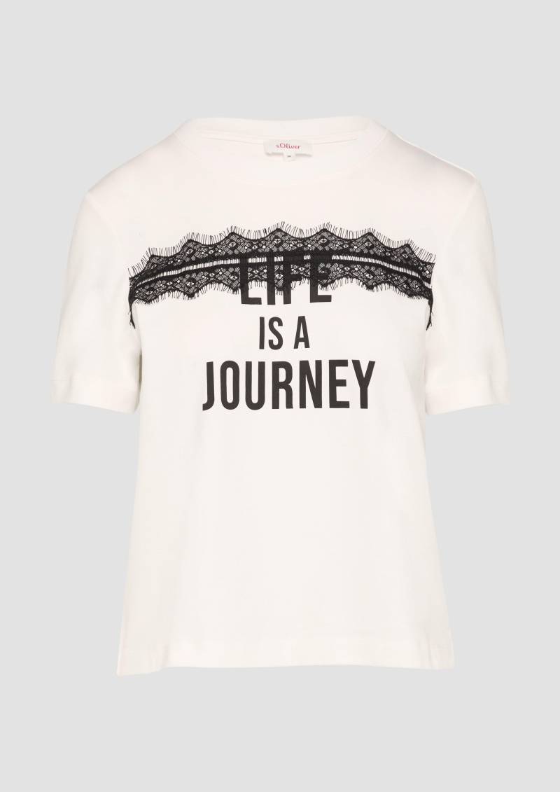 s.Oliver - Verkürztes T-Shirt mit Spitze und Statement-Print, Damen, creme s.Oliver - Verkürztes T-Shirt mit Spitze und Statement-Print, Damen, creme von s.Oliver
