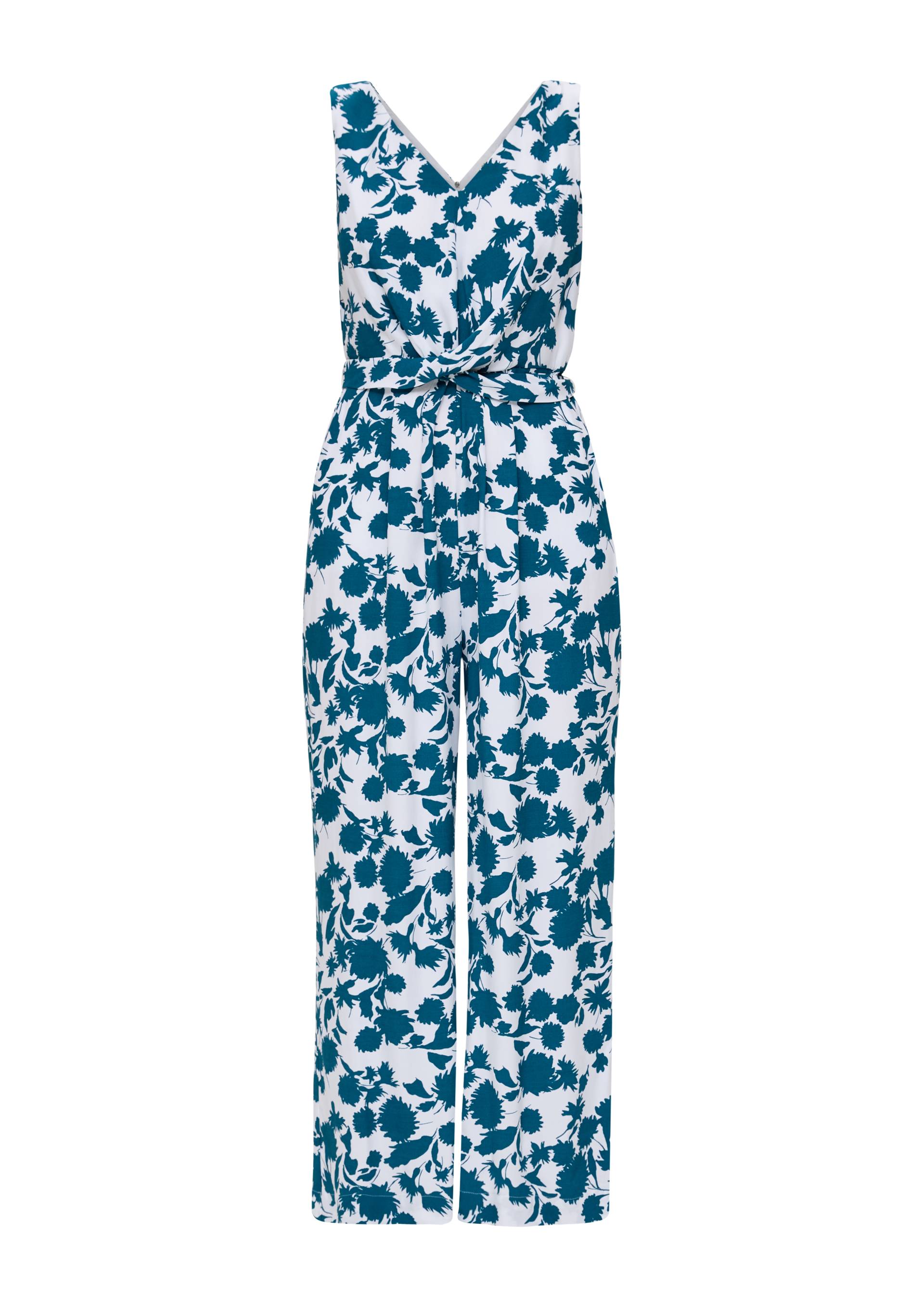 s.Oliver - Viskose-Jumpsuit mit Taillengürtel, Damen, Blau von s.Oliver