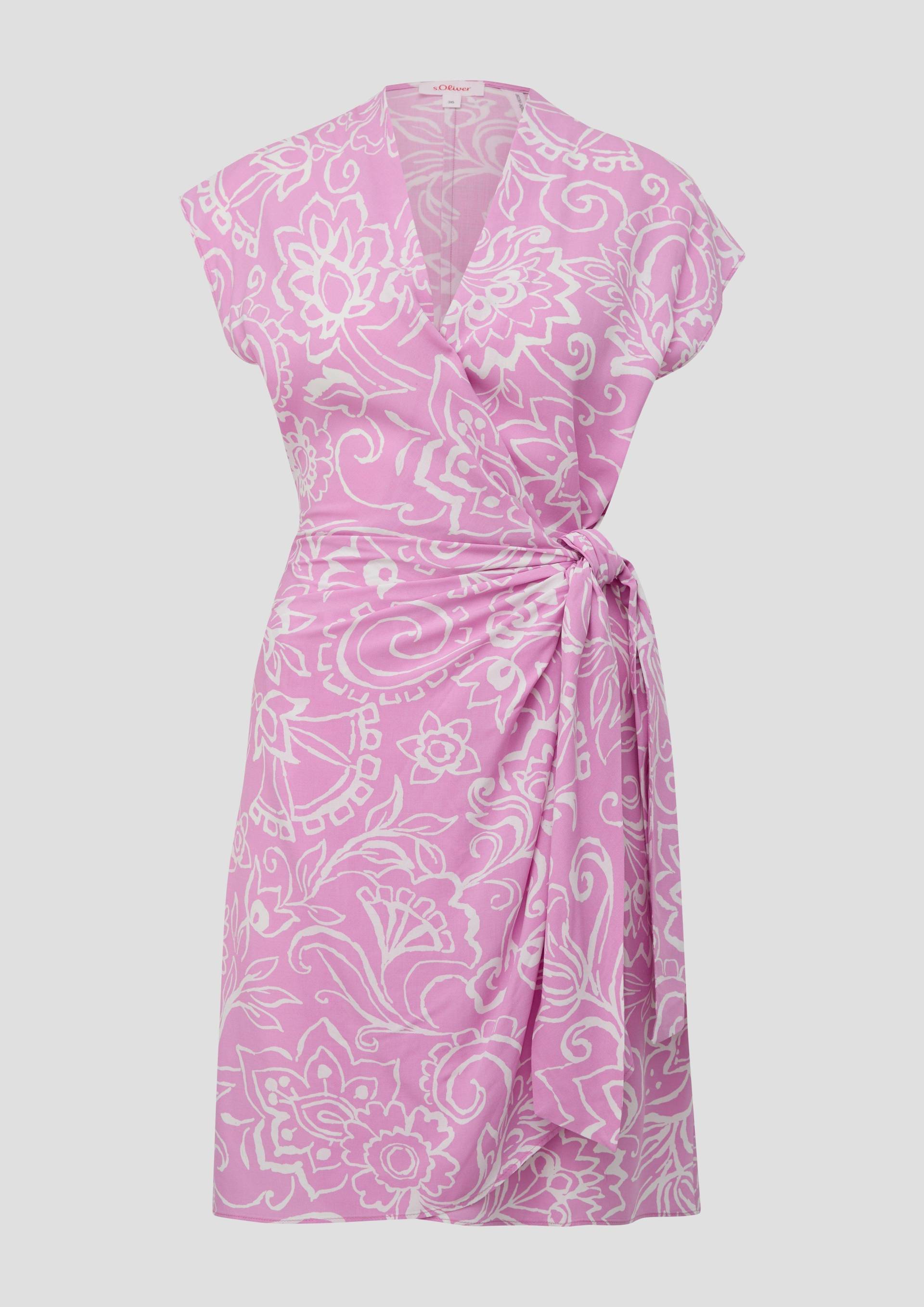 s.Oliver - Viskose-Kleid im Relaxed Fit mit Knoten-Detail, Damen, Rosa von s.Oliver