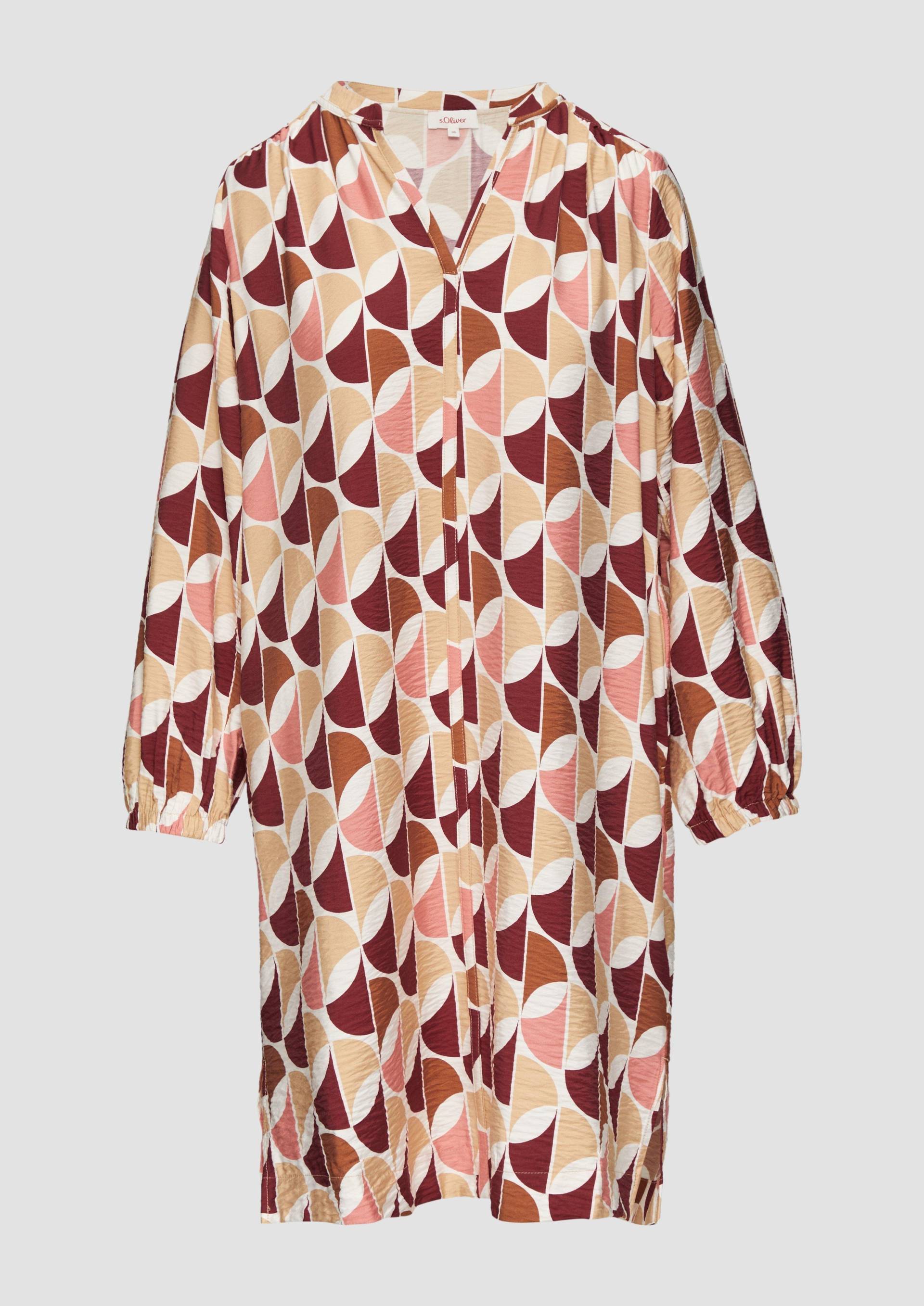 s.Oliver - Viskose-Kleid mit All-over-Print und seitlichen Eingrifftaschen, Damen, rot von s.Oliver