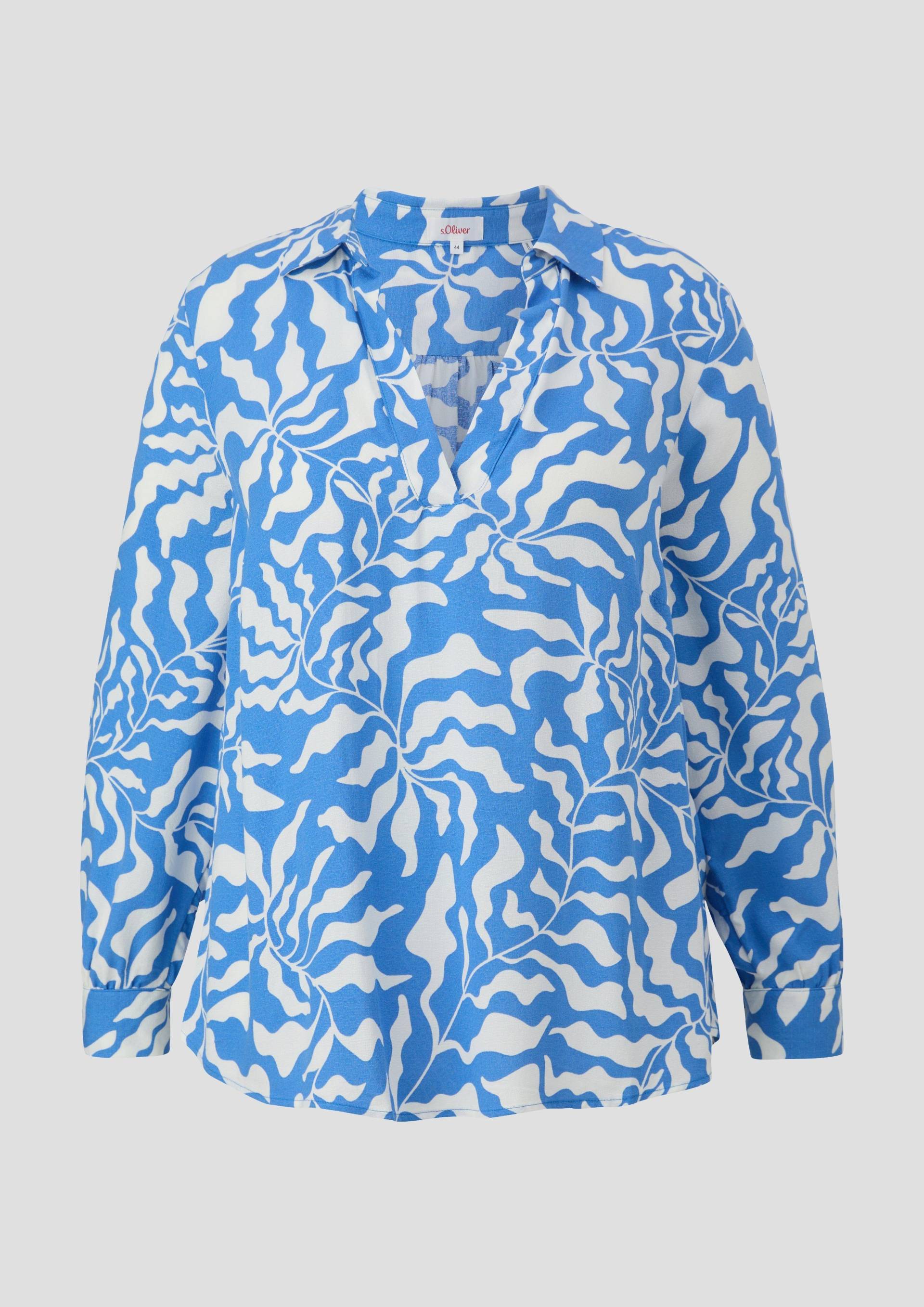 s.Oliver - Viskosebluse mit All-over-Print, Damen, blau von s.Oliver