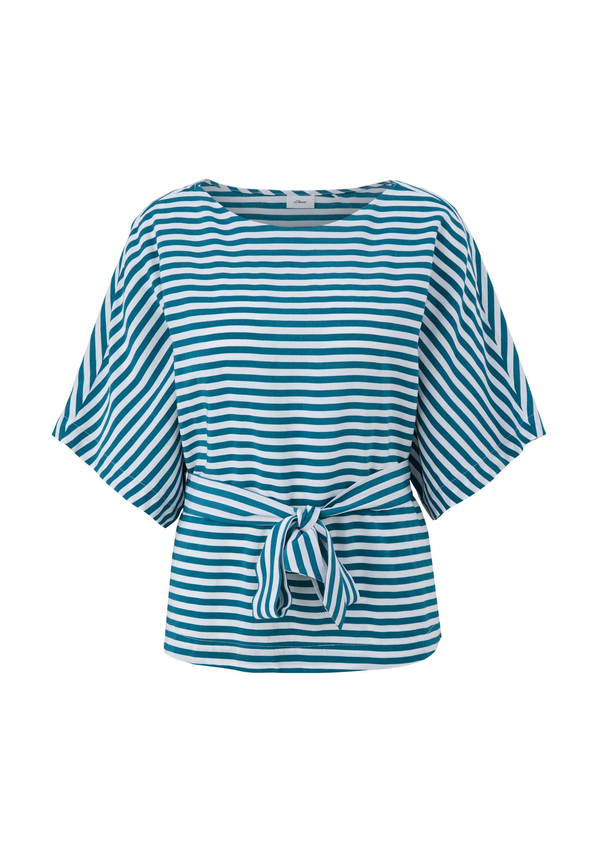 s.Oliver - Viskosebluse mit Bindeband, Damen, Blau von s.Oliver