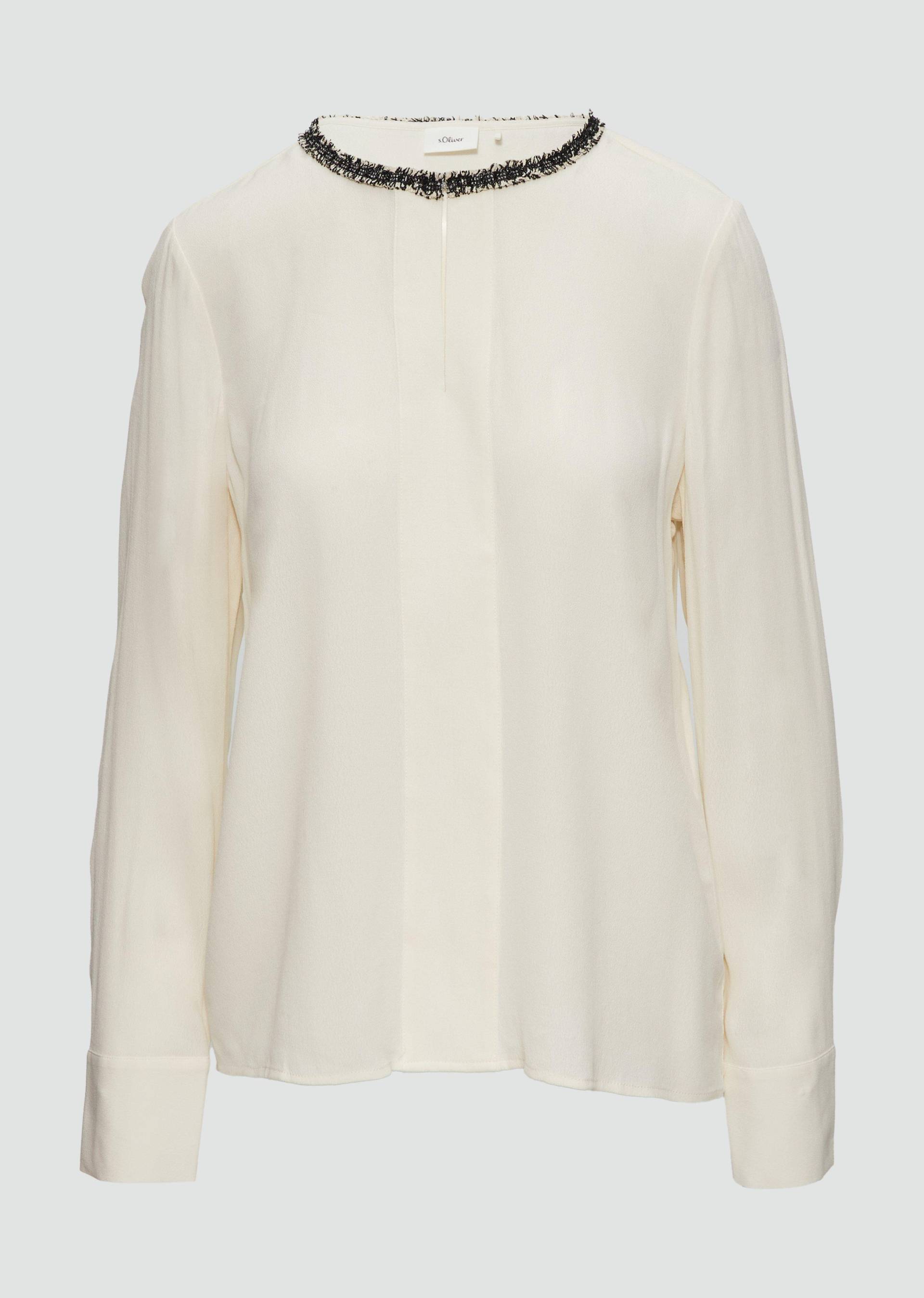 s.Oliver - Viskosebluse mit Bouclé-Detail, Damen, creme von s.Oliver