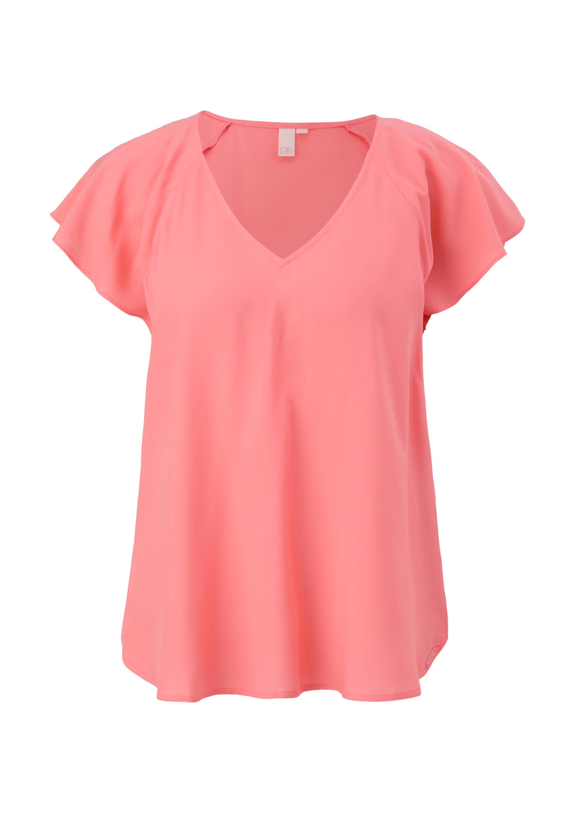 QS - Viskosebluse mit V-Ausschnitt, Damen, Rosa von QS