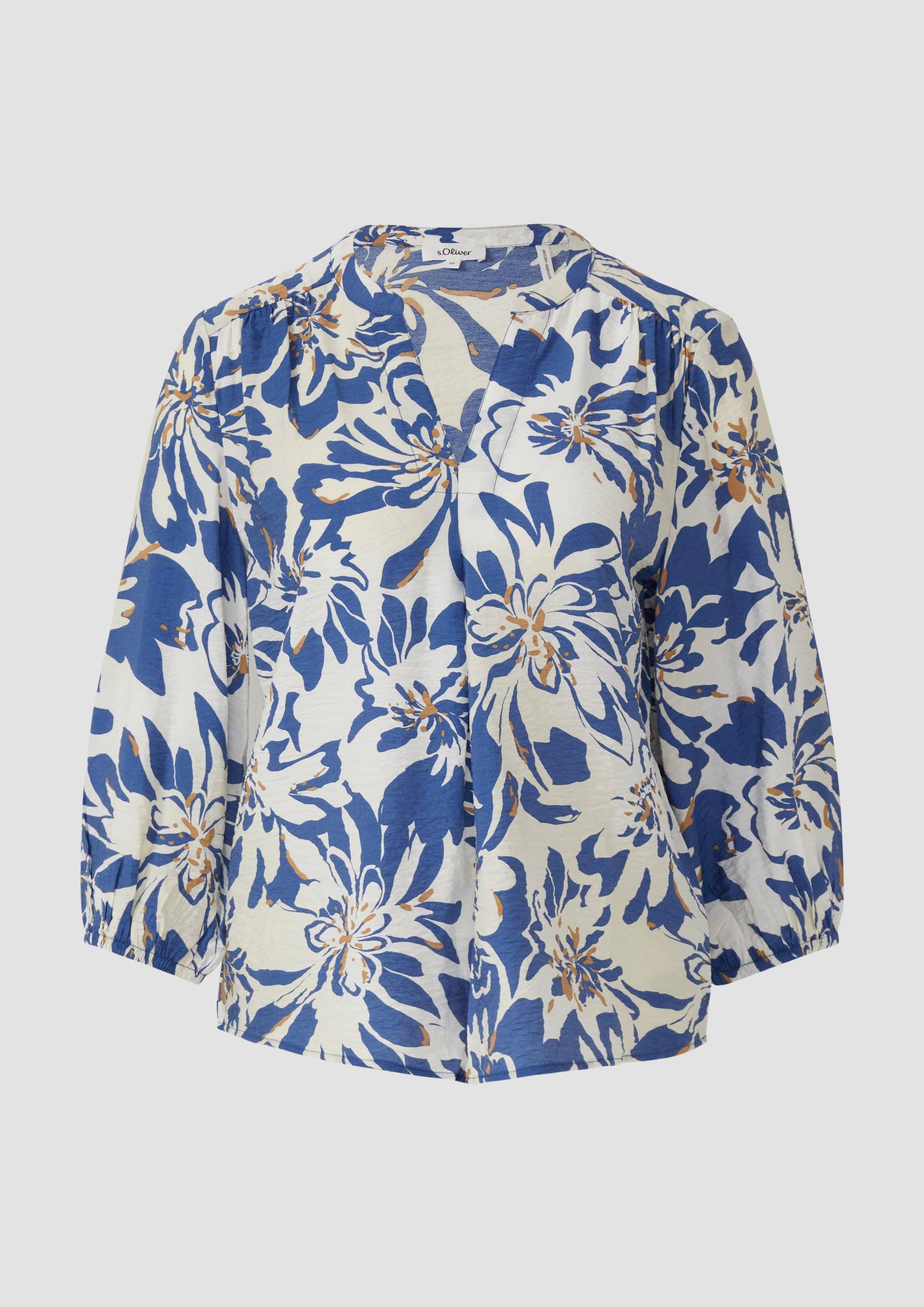 s.Oliver - Viskosemix-Bluse im Relaxed Fit mit Raffung, Damen, creme|blau|mehrfarbig s.Oliver - Viskosemix-Bluse im Relaxed Fit mit Raffung, Damen, creme|blau|mehrfarbig von s.Oliver