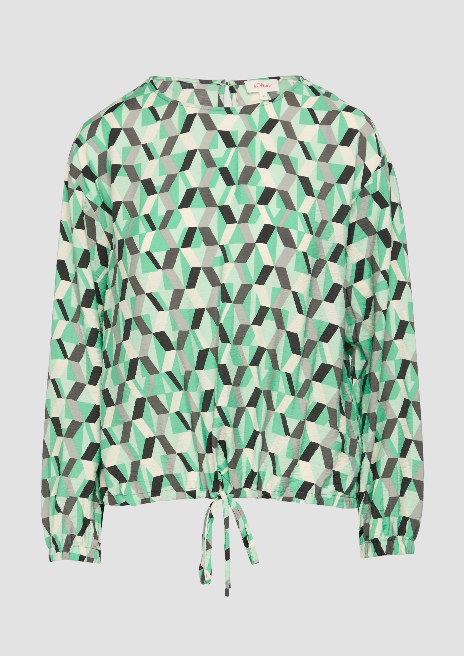 s.Oliver - Viskosemix-Bluse in O-Shape, Damen, grün von s.Oliver